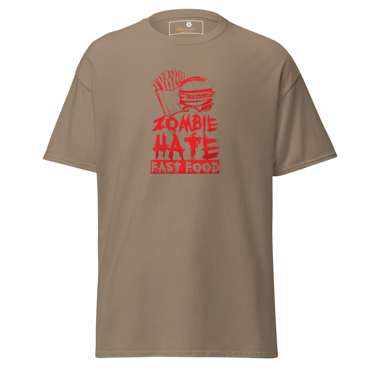 Unisex classic t-shirt - SPOOKIE ZOMBIE HATE FASTFOOD - REGULAR - Brown Savana / S