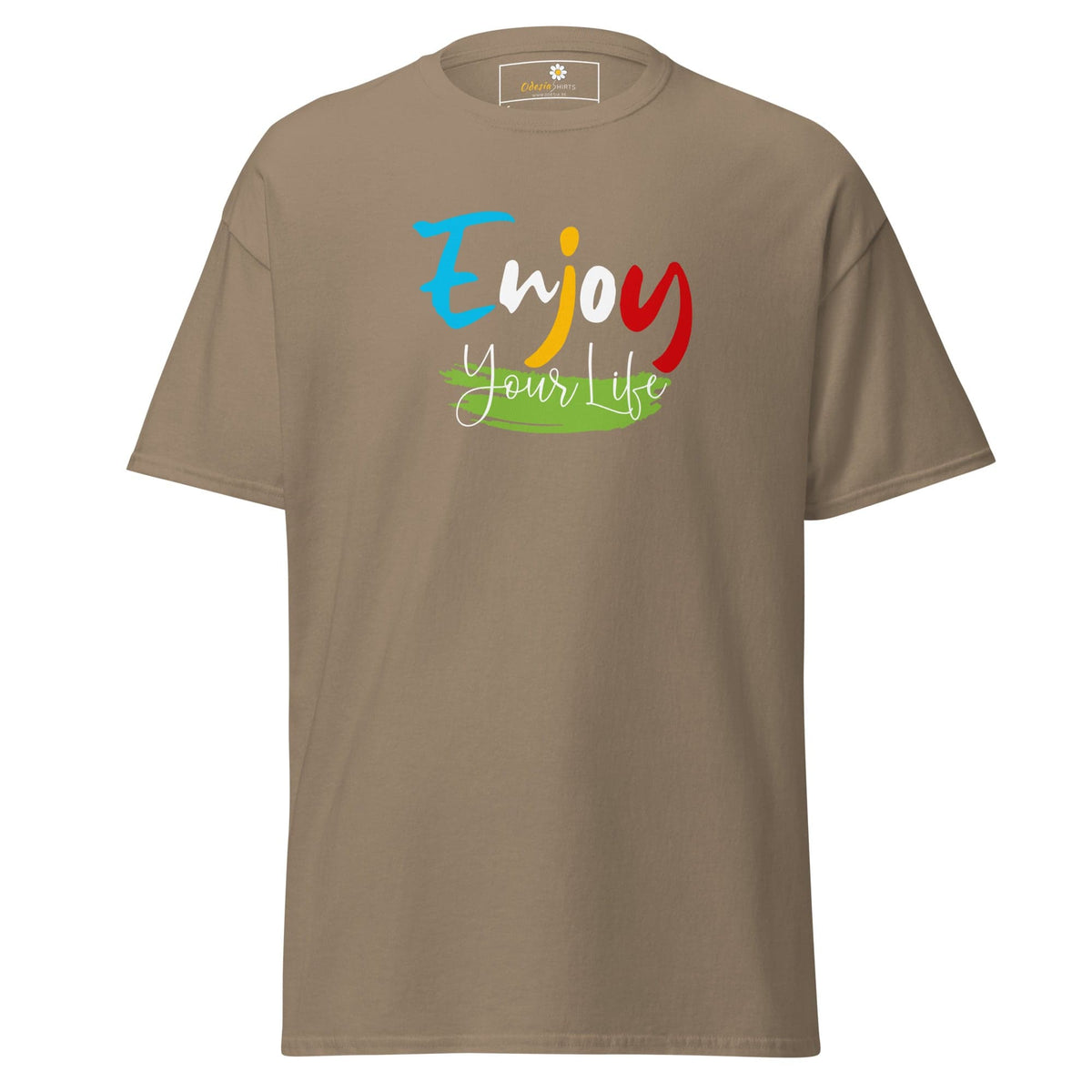 Unisex classic t-shirt - POSITIVE ENJOY YOUR LIFE - REGULAR - Brown Savana / S