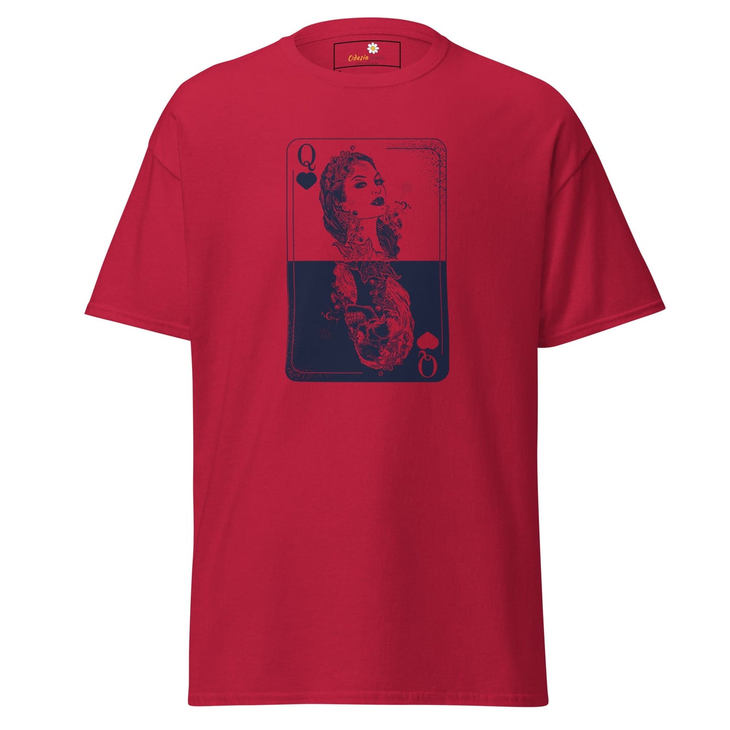 Red T-Shirt with Playing Card Graphic, suitable for Men and Women, Sizes S to XL