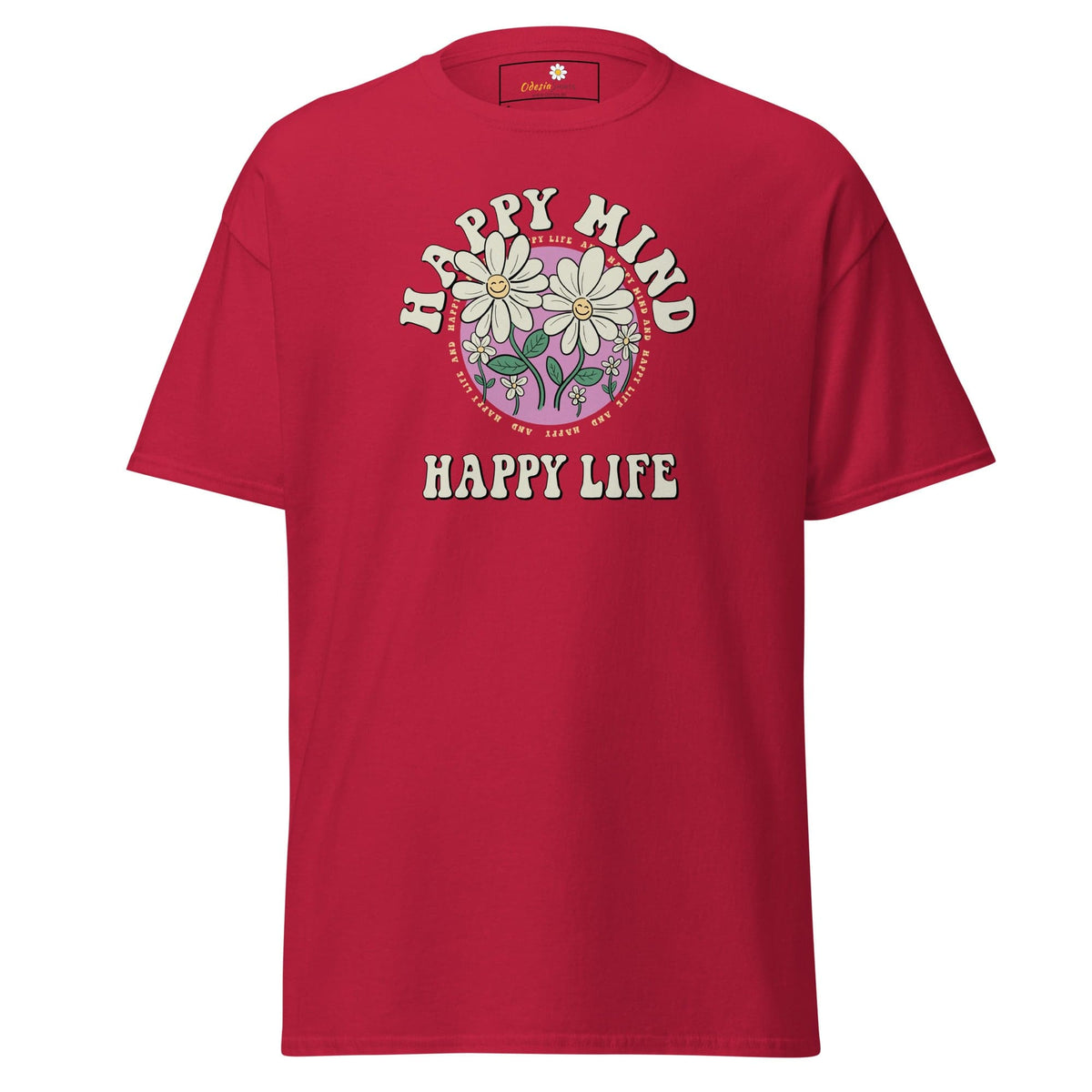 Unisex classic t-shirt - POSITIVE HAPPY MIND LIFE - REGULAR - Cardinal / S