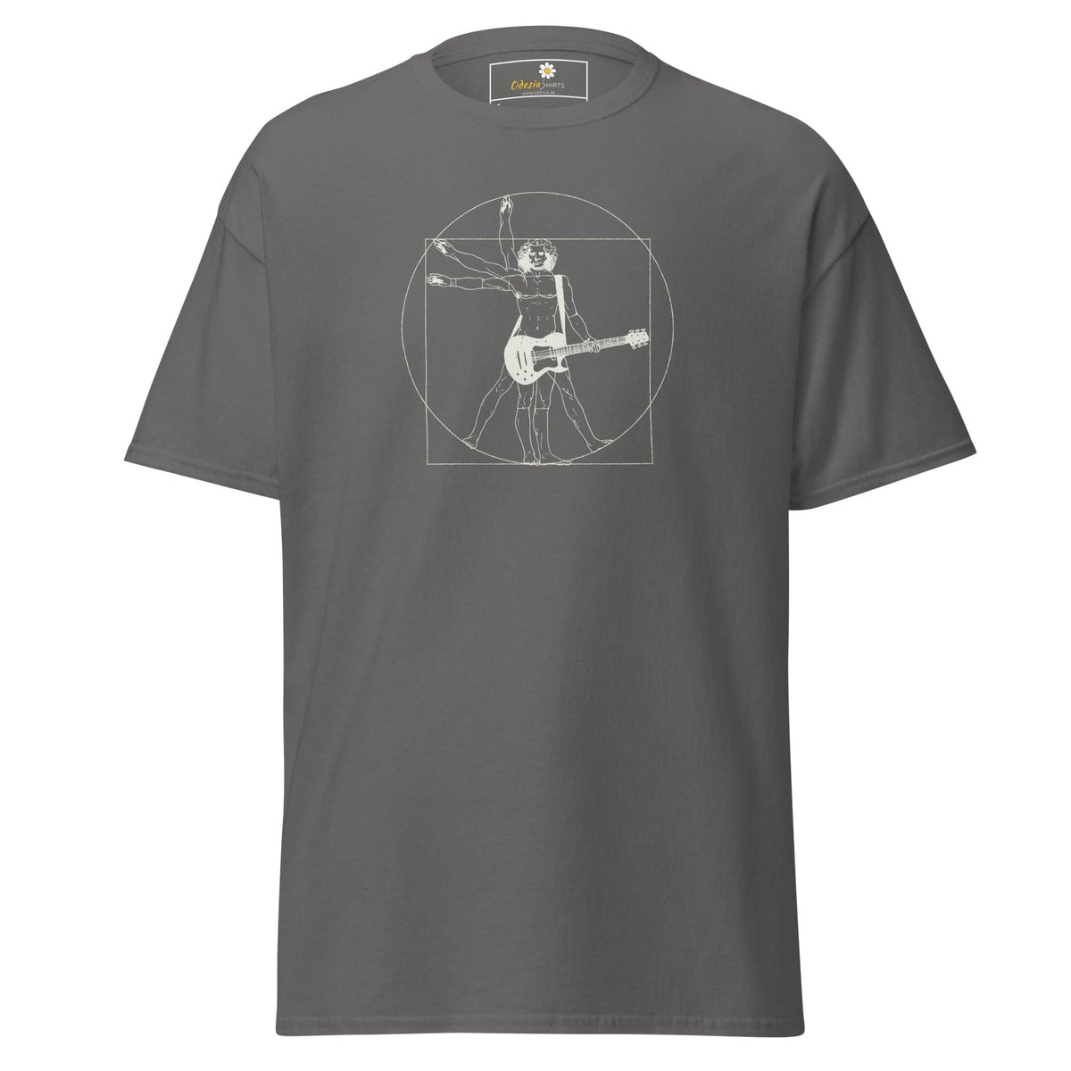 Gray T-shirt with graphic design, suitable for men and women, available in sizes S to XL