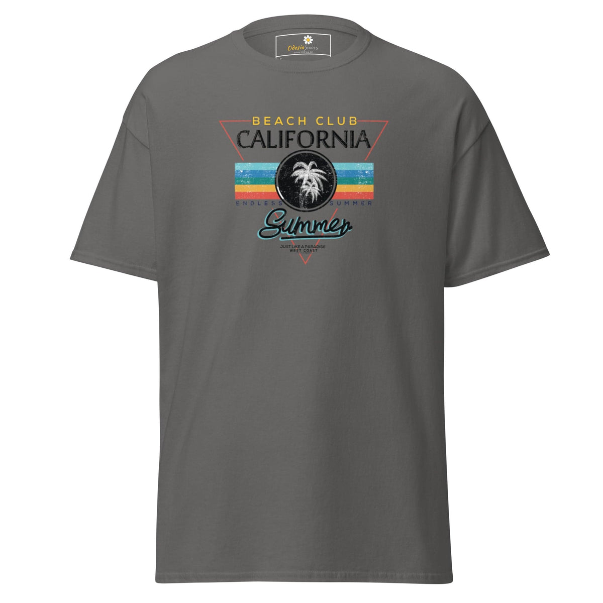 Gray T-shirt with Beach Club design for Men and Women sizes S to XL