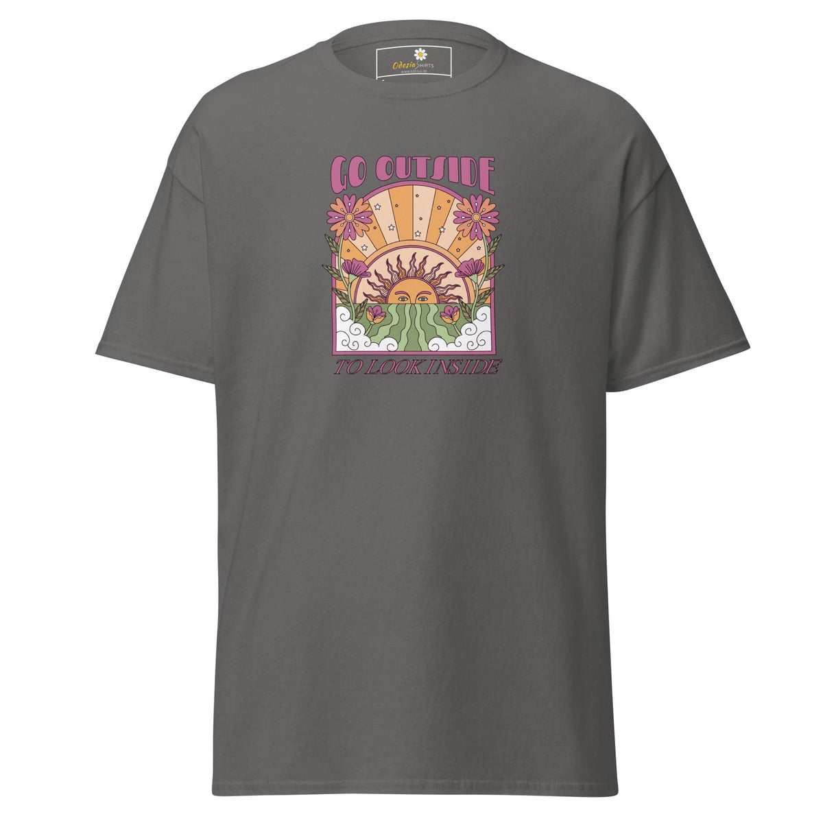 Unisex classic t-shirt - POSITIVE GO OUTSIDE LOOK INSIDE - REGULAR - Charcoal / S