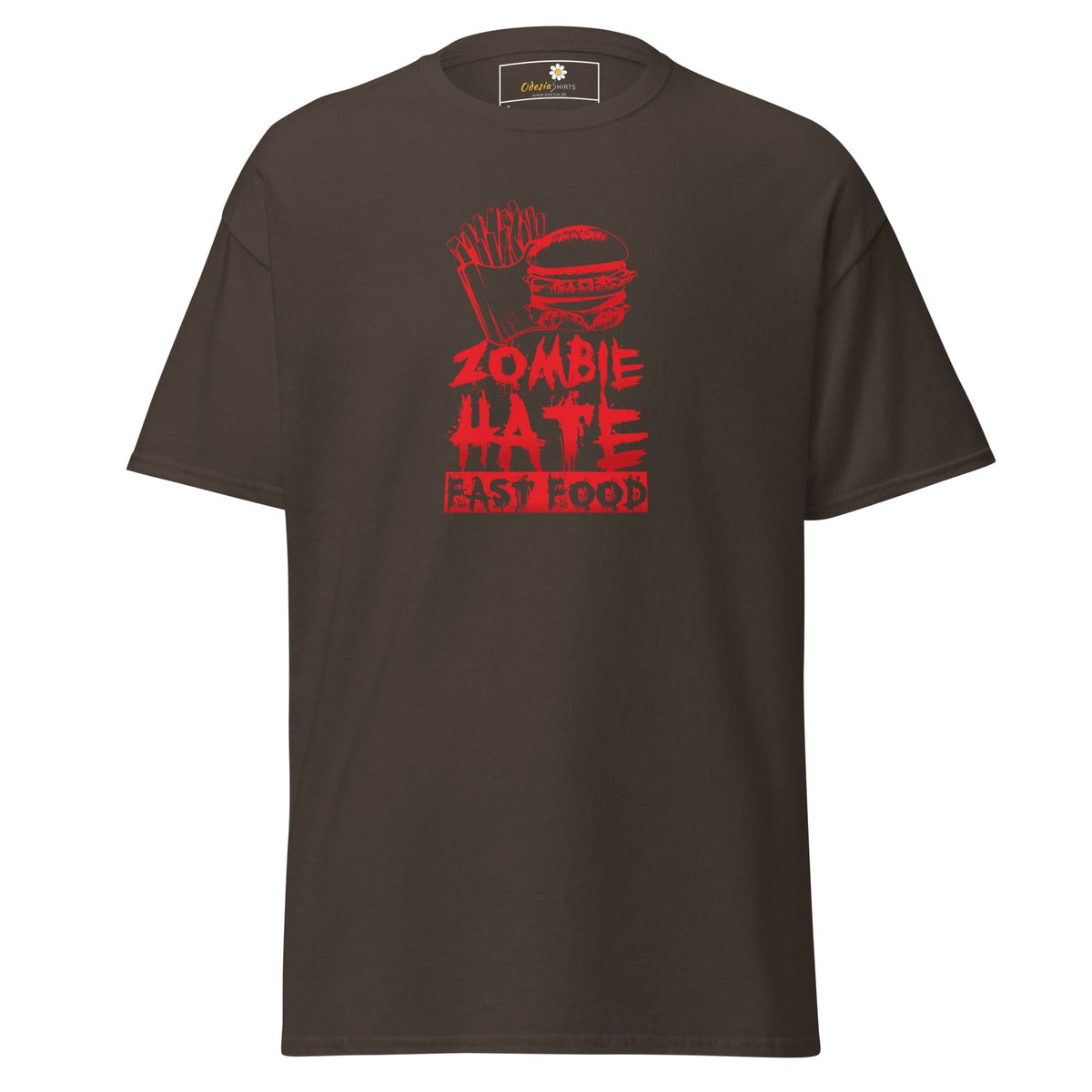 Unisex classic t-shirt - SPOOKIE ZOMBIE HATE FASTFOOD - REGULAR - Dark Chocolate / S