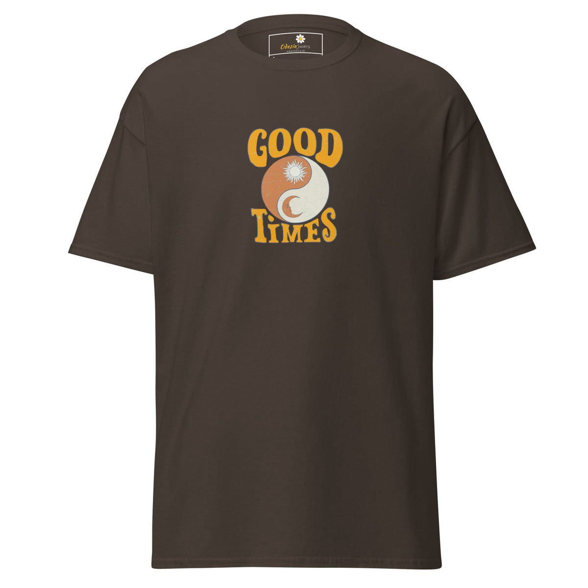 Unisex classic t-shirt - POSITIVE GOOD TIMES YIN YANG - REGULAR - Dark Chocolate / S