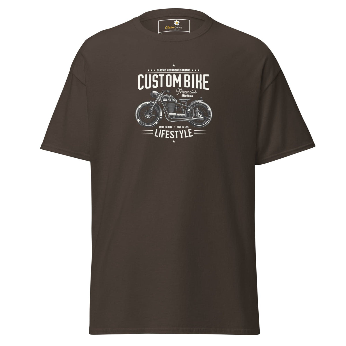 Unisex classic t-shirt - MOTOR CUSTOM BIKE - REGULAR - Dark Chocolate / S