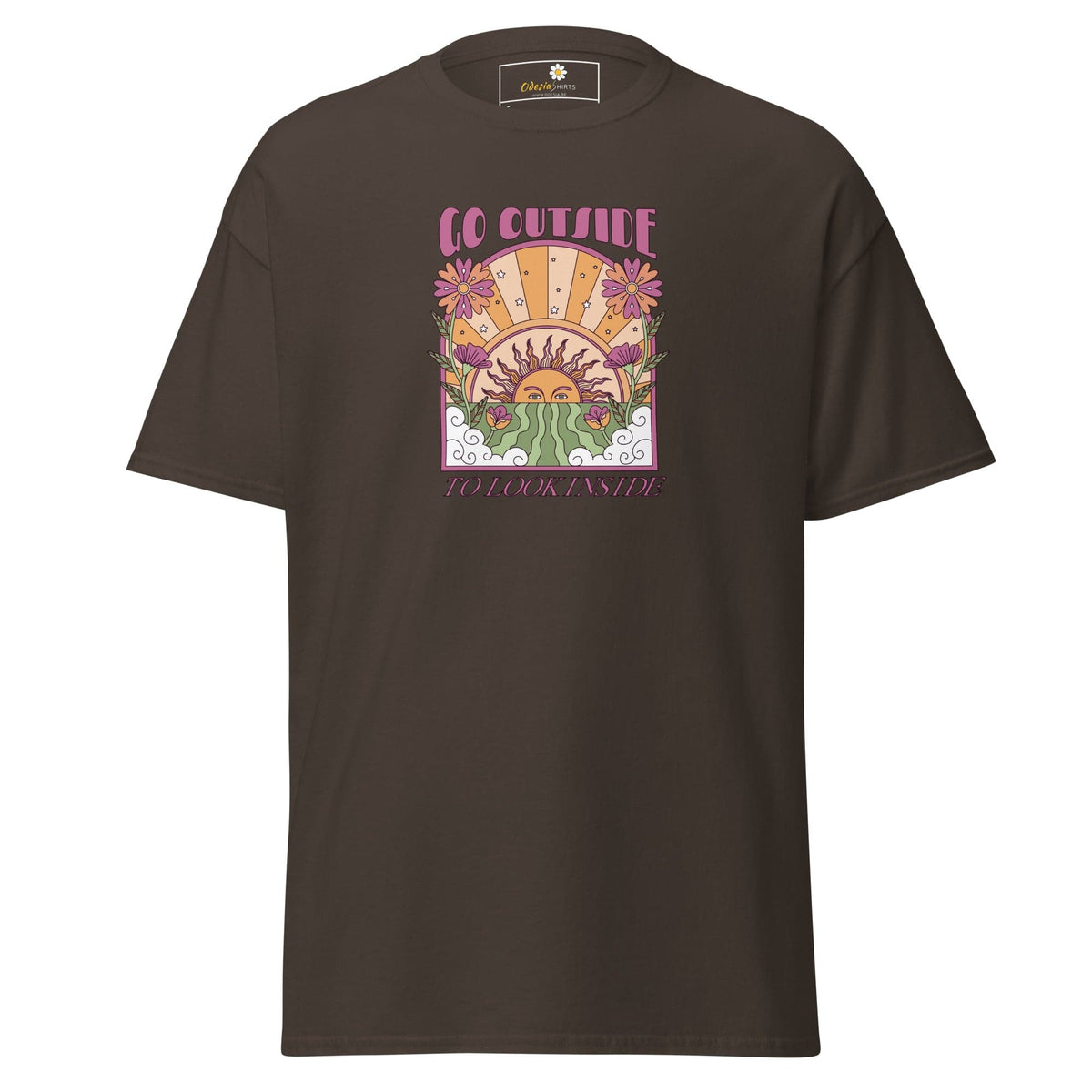 Unisex classic t-shirt - POSITIVE GO OUTSIDE LOOK INSIDE - REGULAR - Dark Chocolate / S