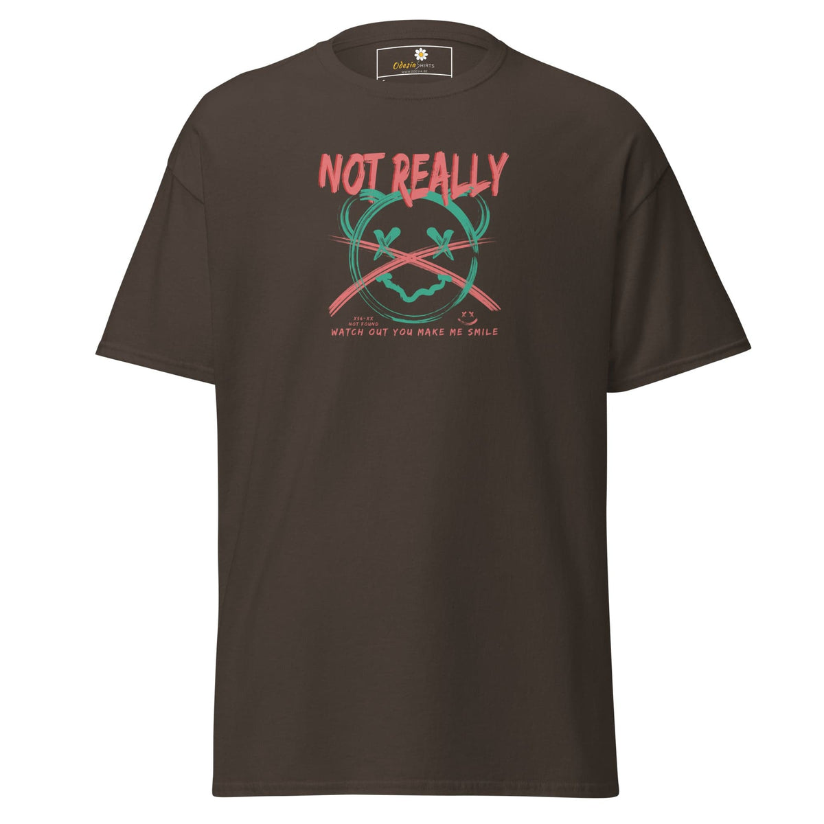 Brown T-shirt with graphic design for men and women available in sizes S to XL