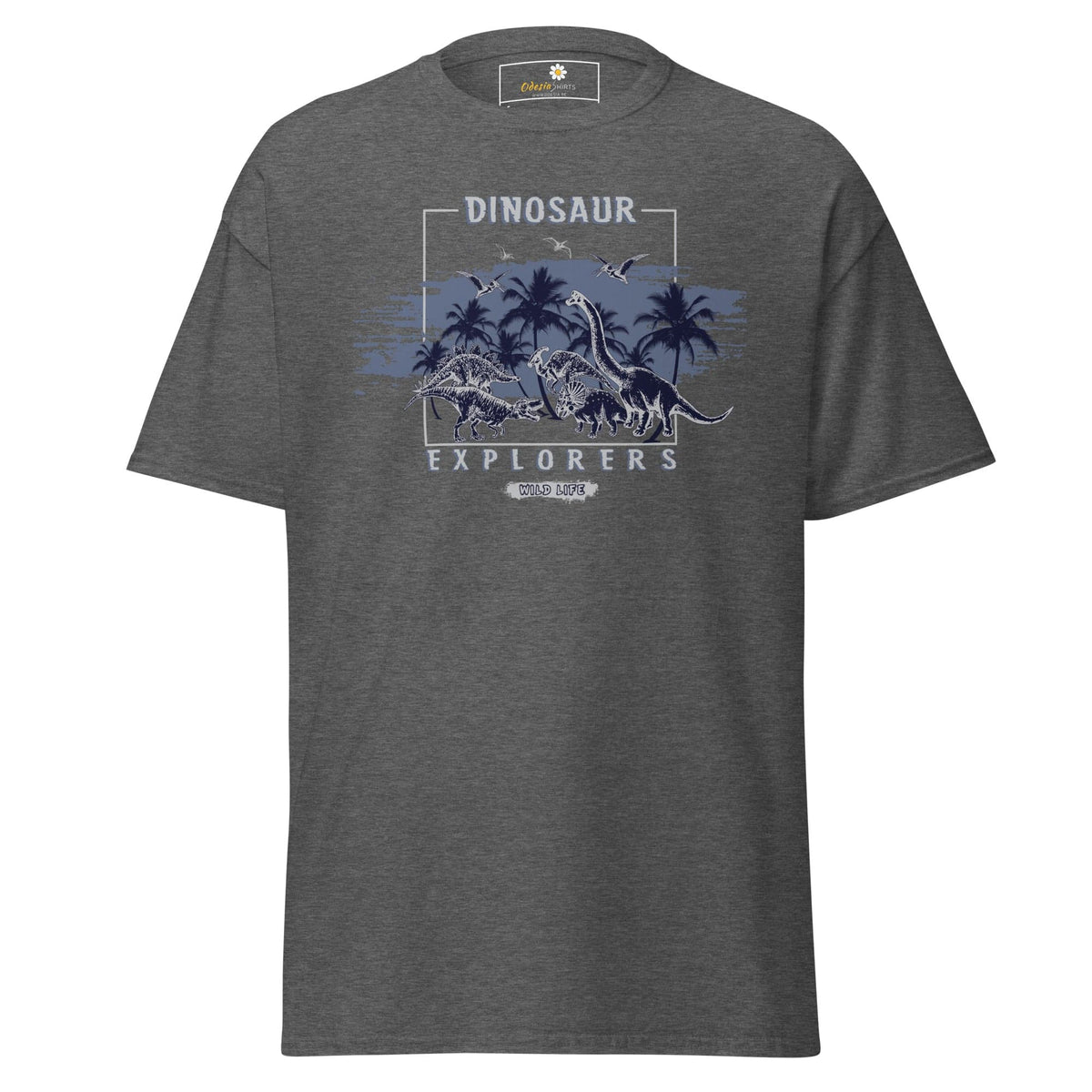Unisex classic t-shirt - WILD LIFE DINOSAURUS - REGULAR - Dark Heather / S