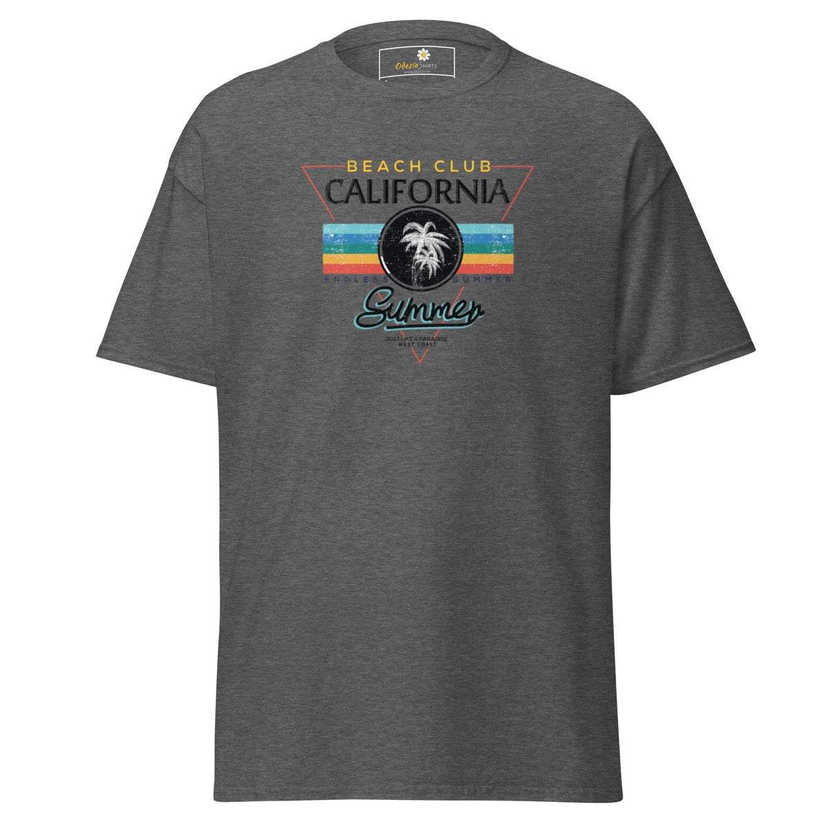 Gray T-shirt with beach club design from T-SHIRT DESIGN TEE for men and women