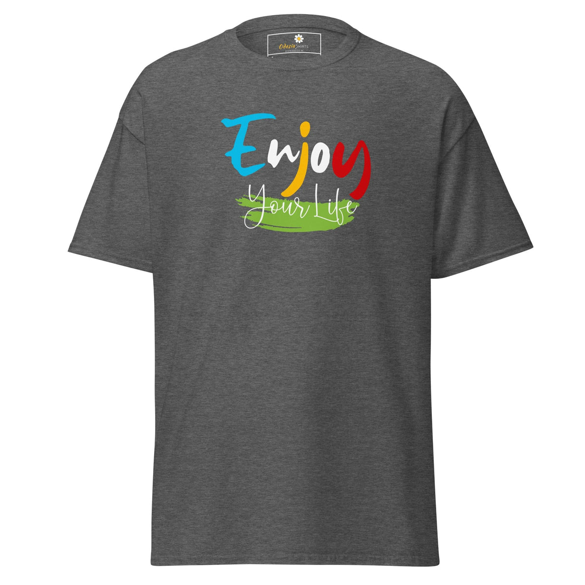 Unisex classic t-shirt - POSITIVE ENJOY YOUR LIFE - REGULAR - Dark Heather / S