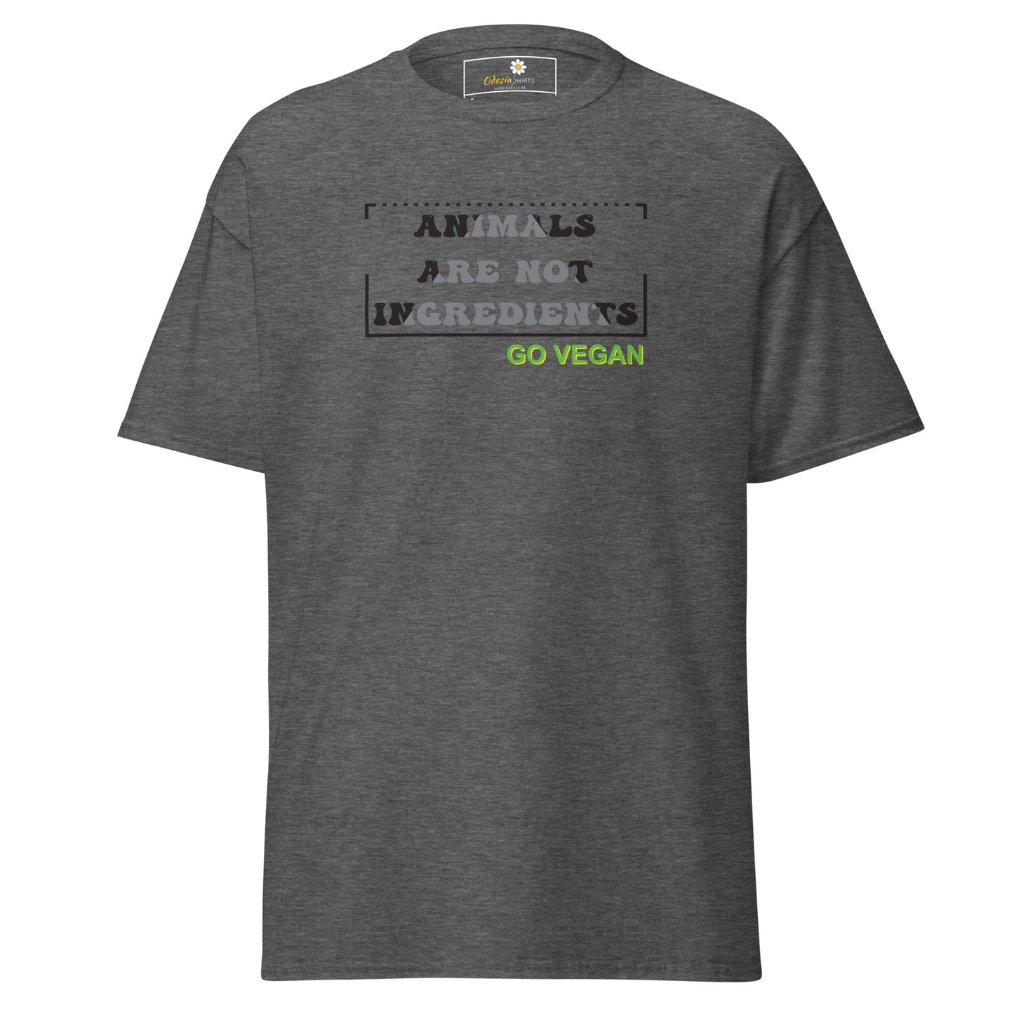 Unisex classic t-shirt - VEGAN ANIMALS NO INGREDIENTS - REGULAR - Dark Heather / S