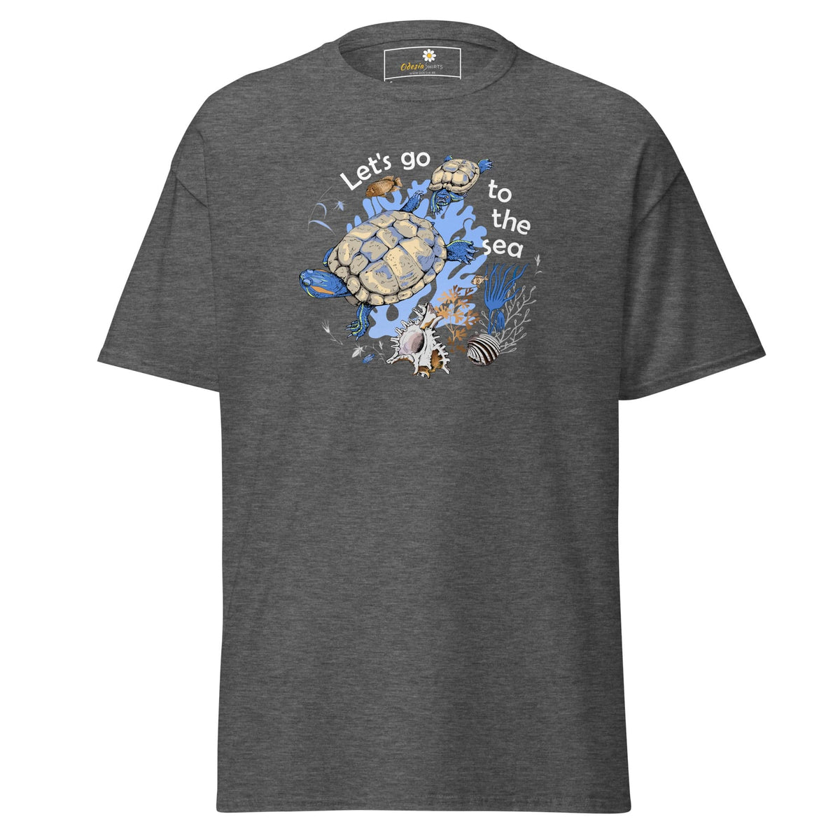 Unisex classic t-shirt - WILD LIFE TORTOISE LET GO SEA - REGULAR - Dark Heather / S