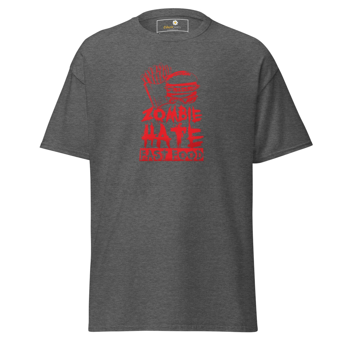 Unisex classic t-shirt - SPOOKIE ZOMBIE HATE FASTFOOD - REGULAR - Dark Heather / S