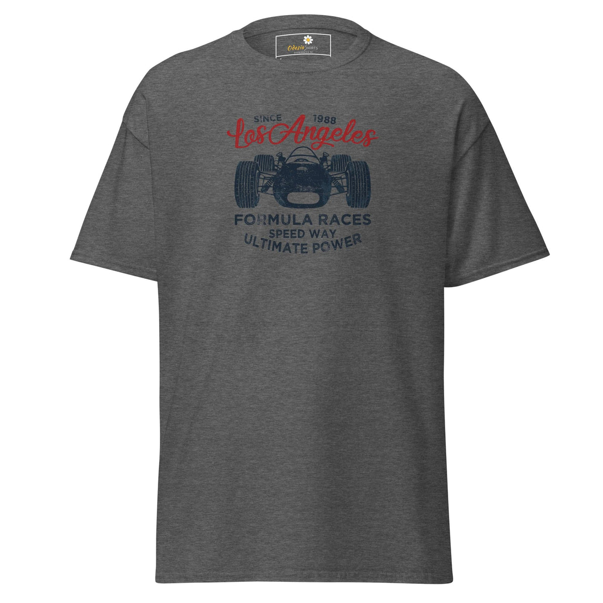 Gray T-shirt with race car graphic from T-SHIRT DESIGN TEE for Men and Women