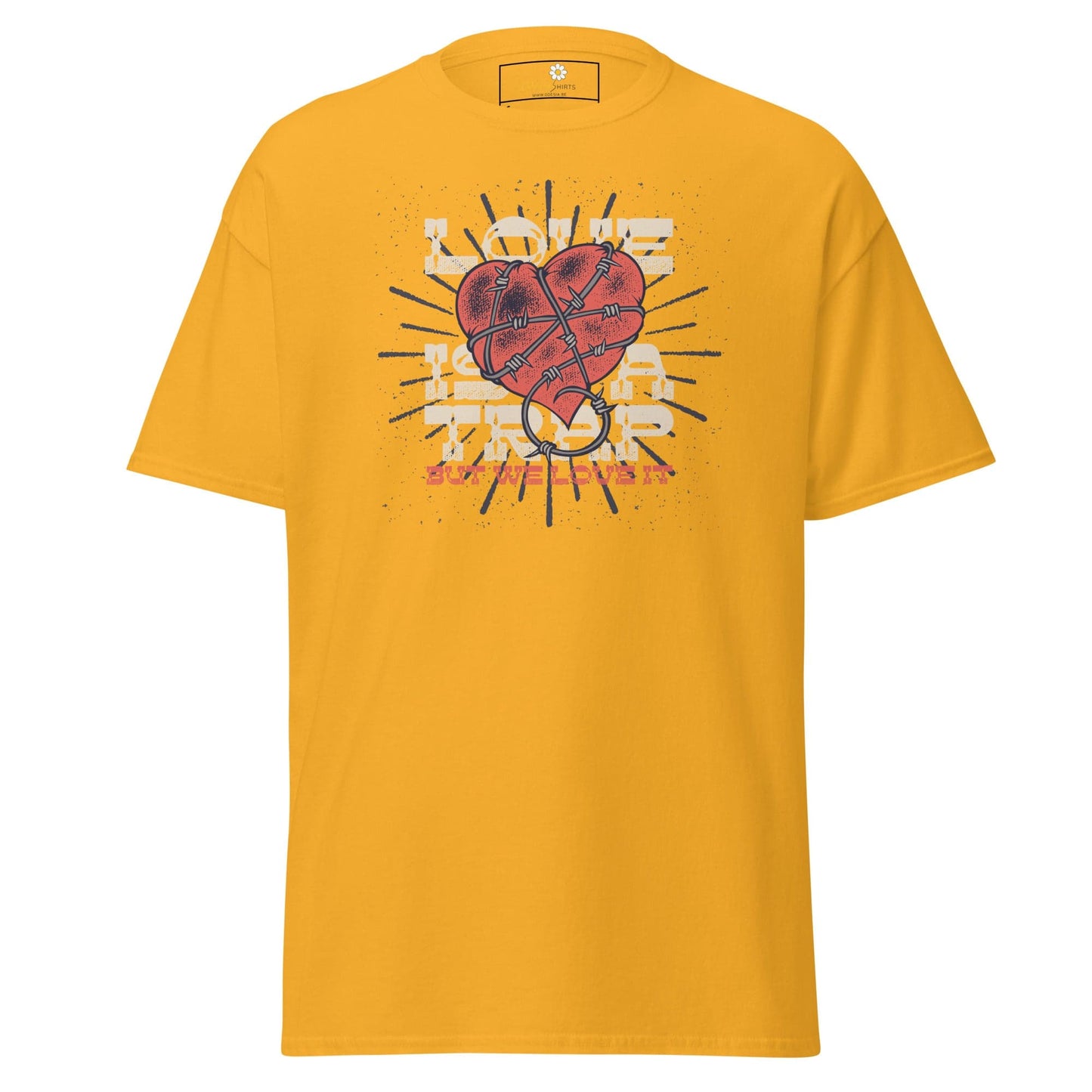 Unisex classic t-shirt - VINTAGE LOVE IS A TRAP - REGULAR - Gold / S