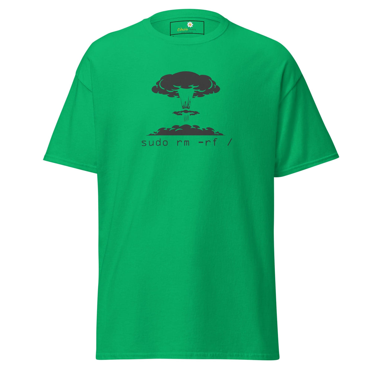 Green T-shirt with nuclear explosion graphic from T-SHIRT DESIGN TEE for men and women
