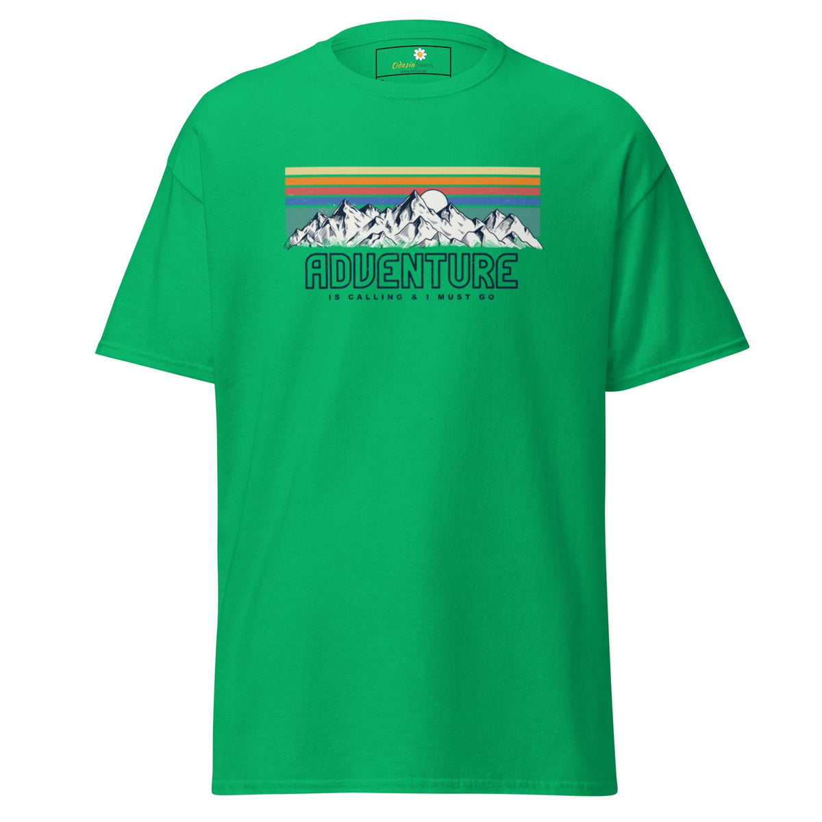 Green T-shirt with mountain graphic from T-SHIRT DESIGN TEE for men and women S-XL