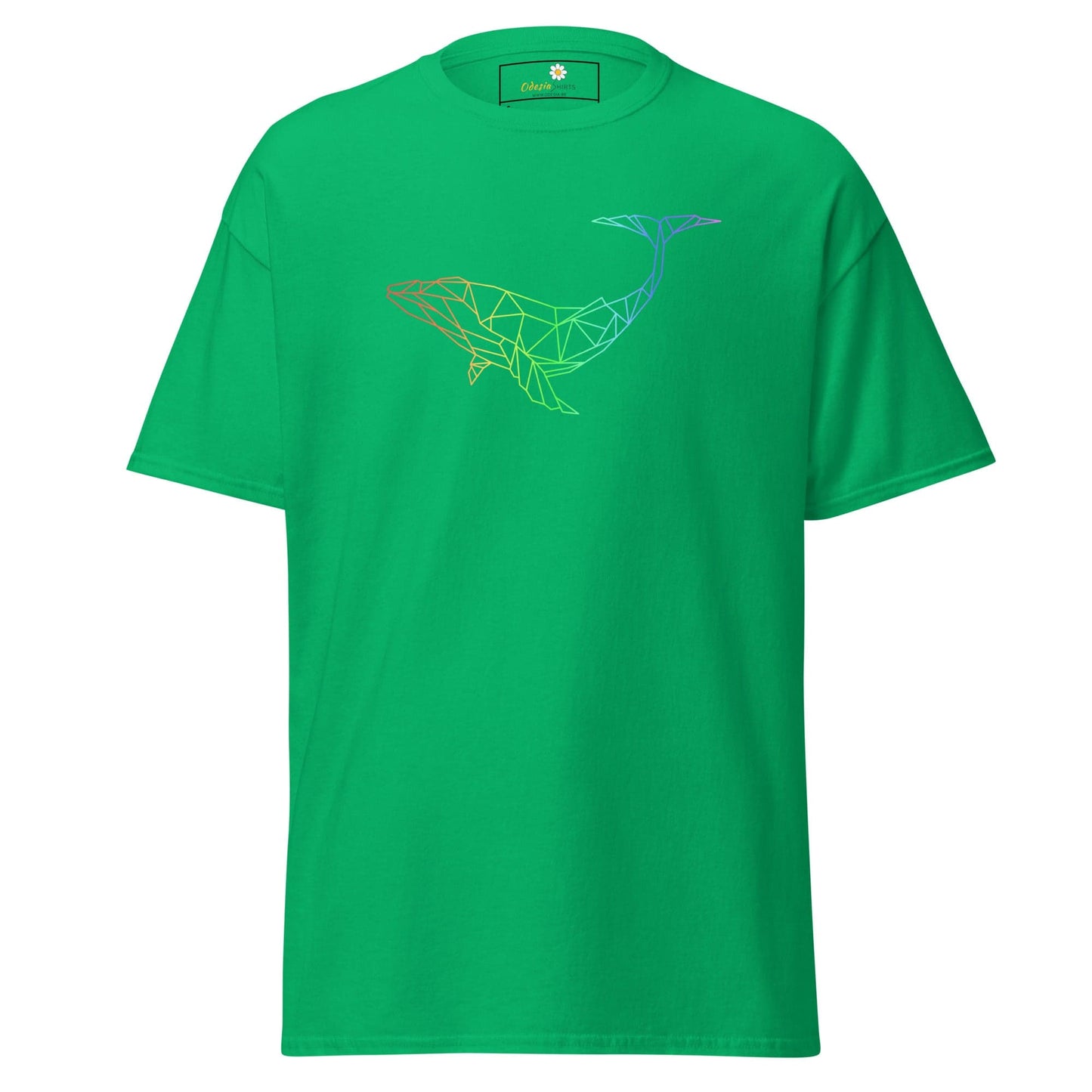Green T-shirt with geometric whale design from T-SHIRT DESIGN TEE for Men and Women