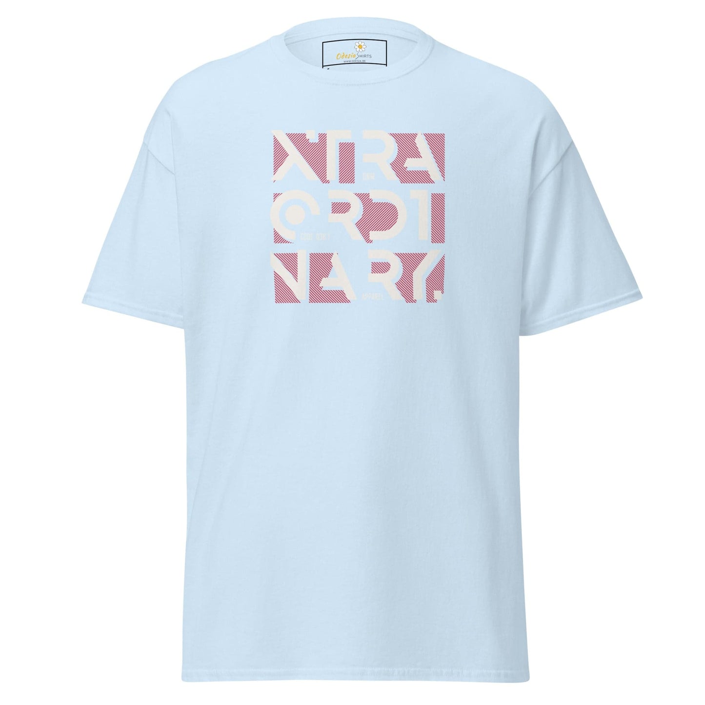 Light blue T-shirt featuring extraordinary graphic for men and women sizing S to XL
