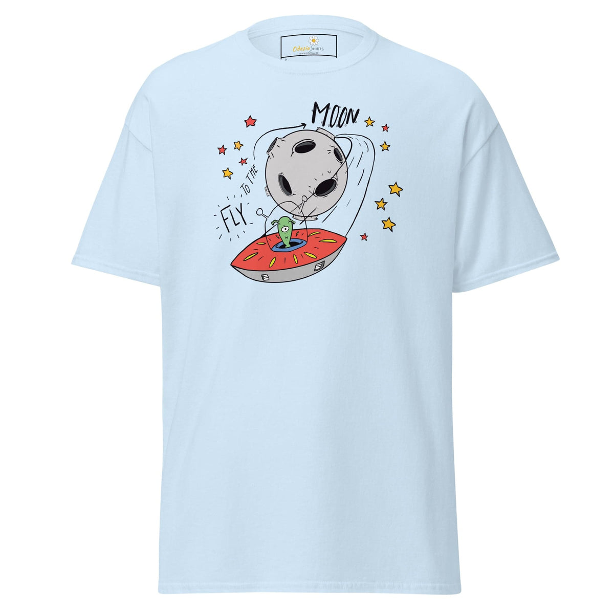 Unisex classic t-shirt - SPACE ALIEN MOON - REGULAR - Light Blue / S