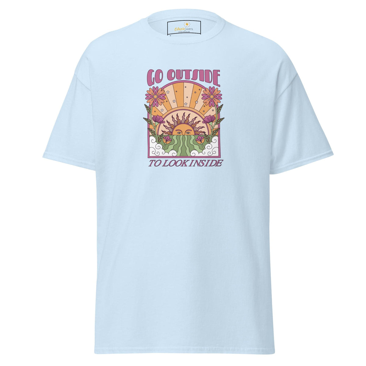Unisex classic t-shirt - POSITIVE GO OUTSIDE LOOK INSIDE - REGULAR - Light Blue / S