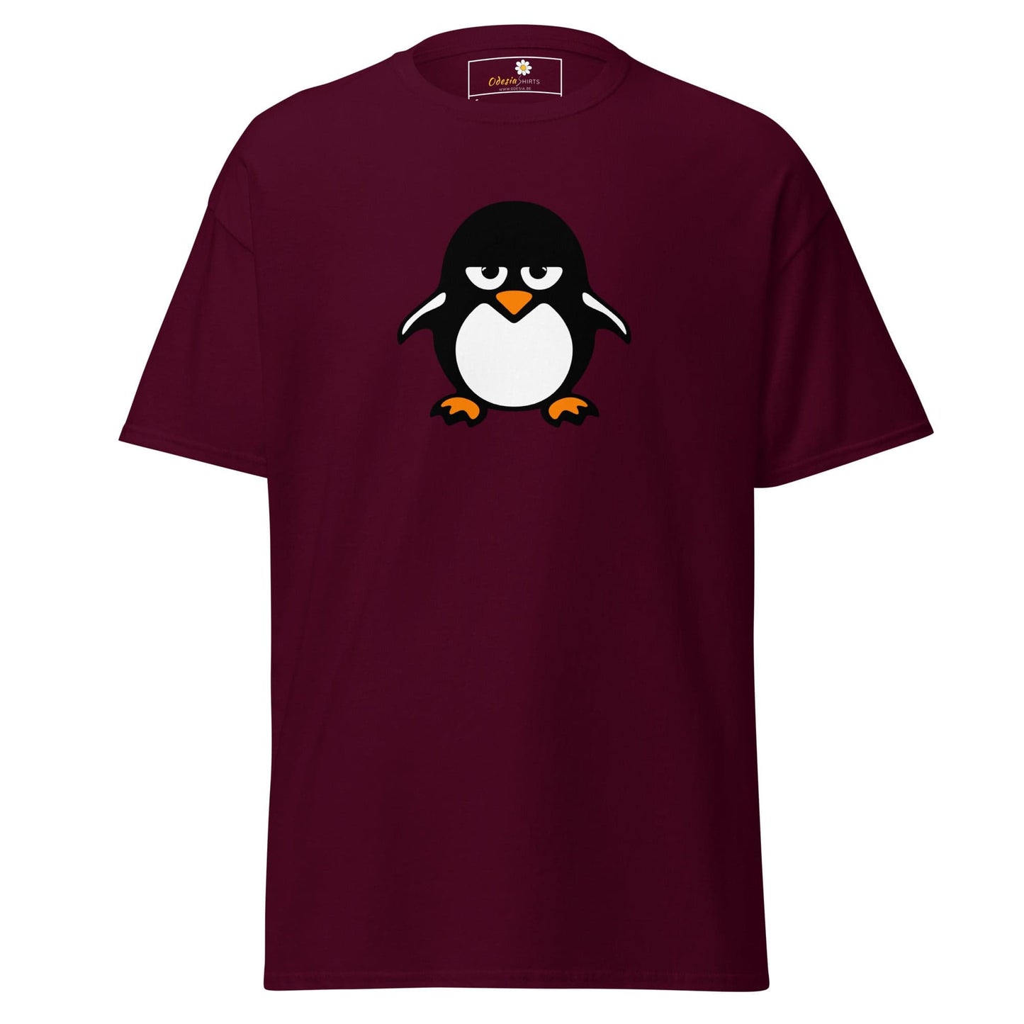 Maroon T-shirt with Penguin graphic from T-SHIRT DESIGN TEE for Men and Women S-XL