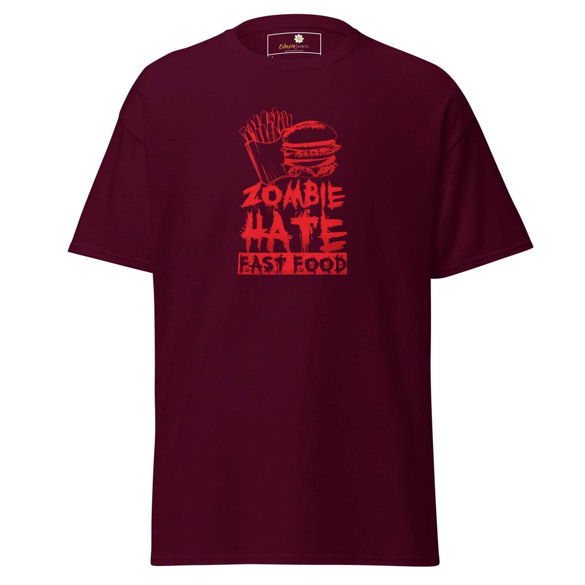 Unisex classic t-shirt - SPOOKIE ZOMBIE HATE FASTFOOD - REGULAR - Maroon / S