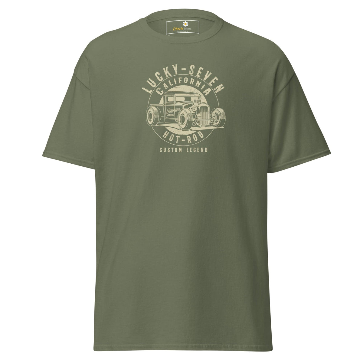 Unisex classic t-shirt - MOTOR LUCKY SEVEN - REGULAR - Military Green / S