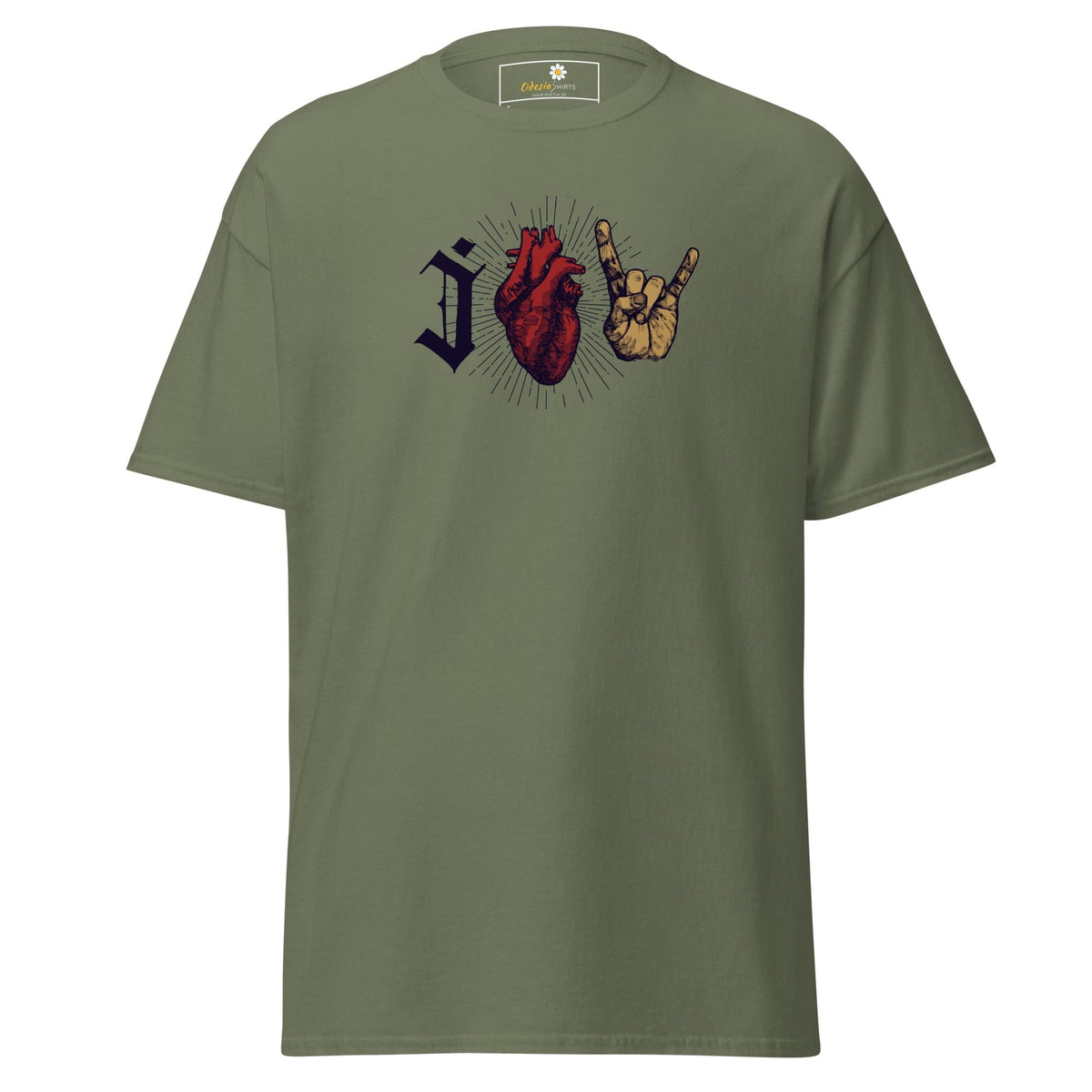 Unisex classic t-shirt - MUSIC I LOVE ROCK AND ROLL - REGULAR - Military Green / S