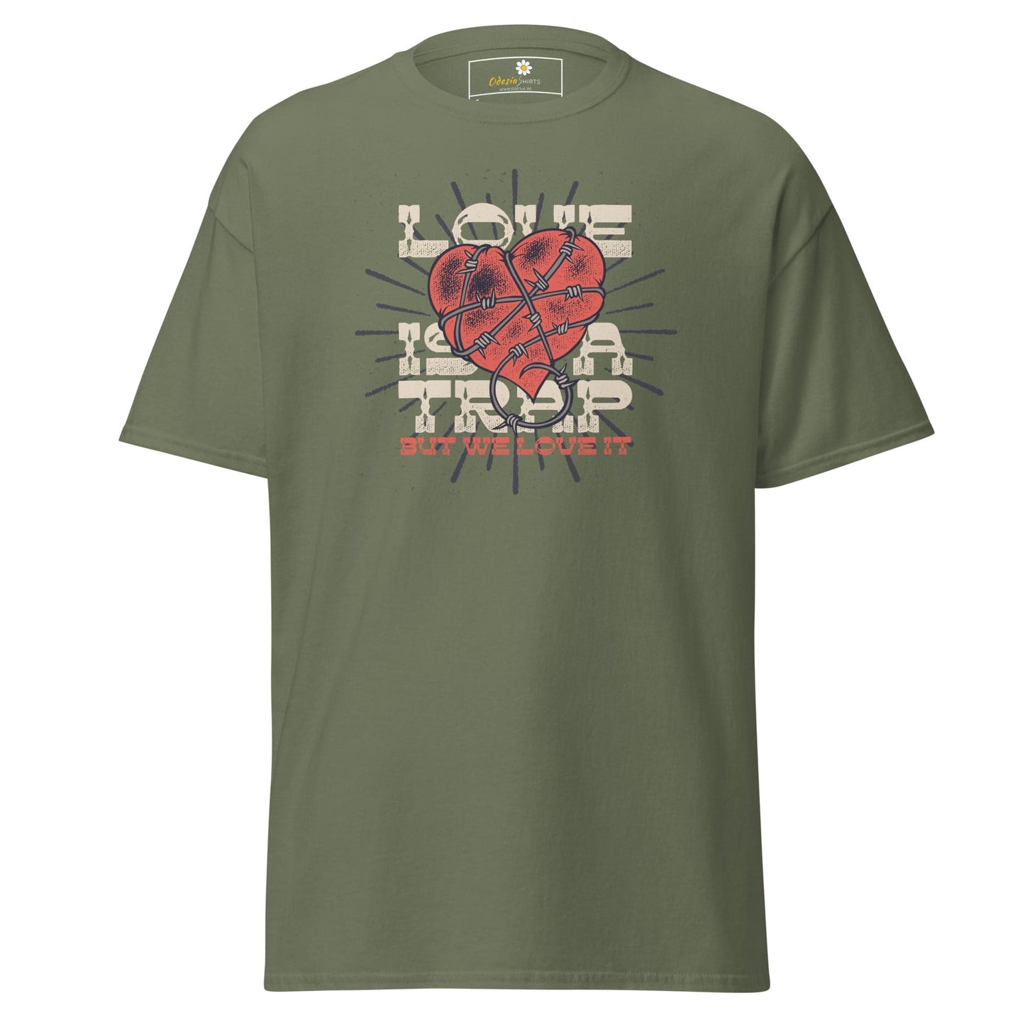 Unisex classic t-shirt - VINTAGE LOVE IS A TRAP - REGULAR - Military Green / S