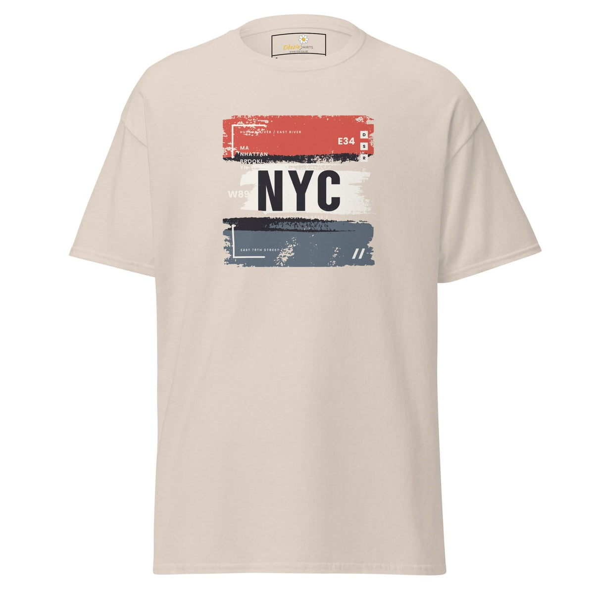 Beige T-shirt featuring New York City graphic for men and women in sizes S to XL