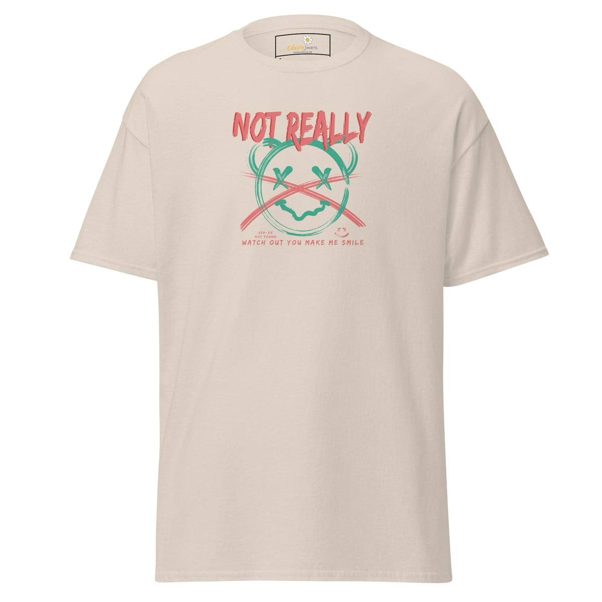 Beige T-shirt with graphic design for Men and Women available in sizes S to XL