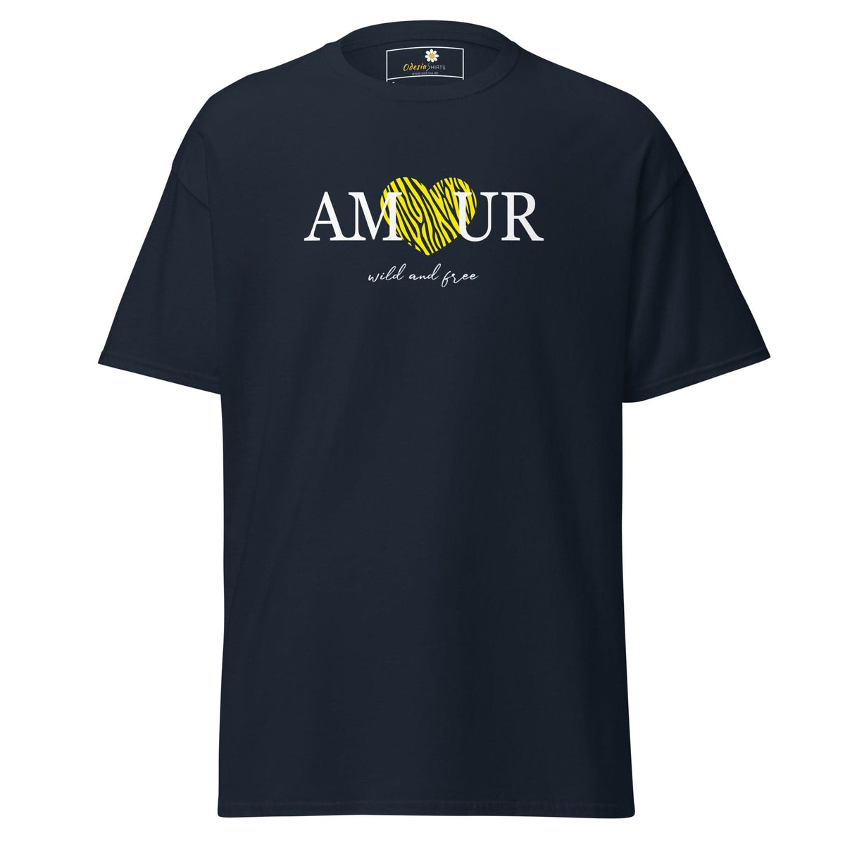 Unisex classic t-shirt TEXT AMOUR WILD N FREE - REGULAR - Navy / S
