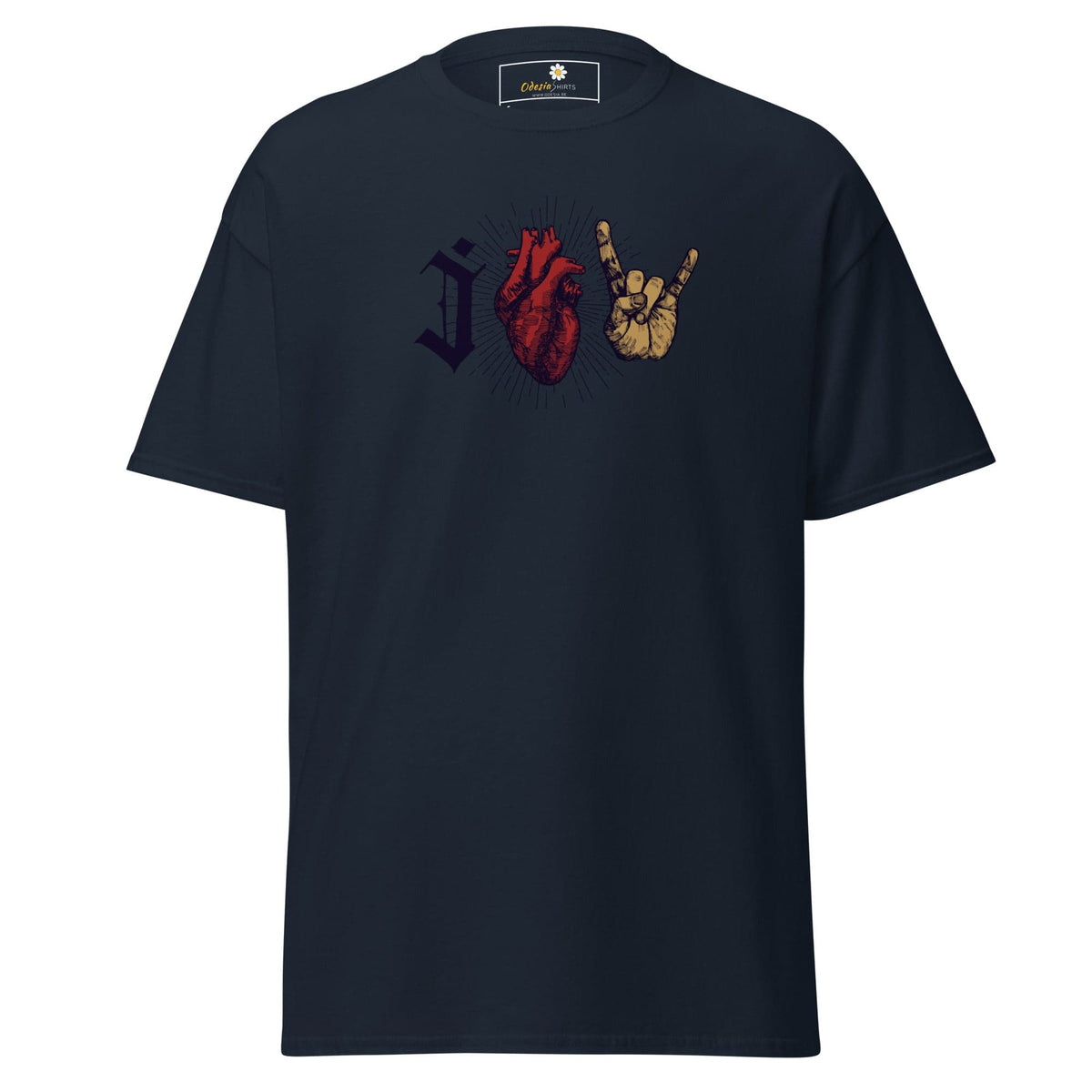 Unisex classic t-shirt - MUSIC I LOVE ROCK AND ROLL - REGULAR - Navy / S
