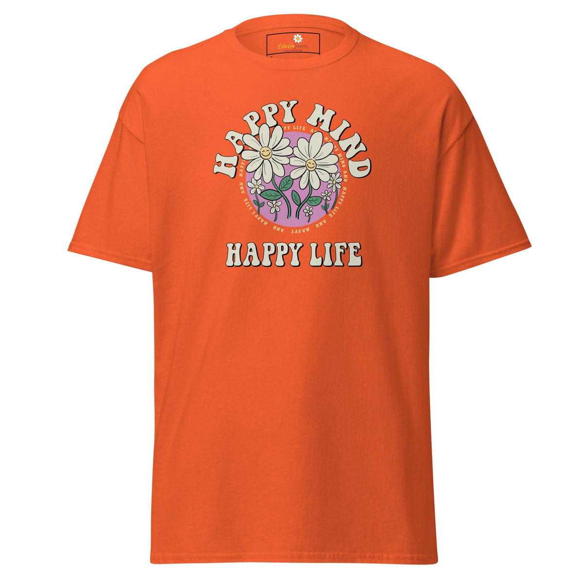 Unisex classic t-shirt - POSITIVE HAPPY MIND LIFE - REGULAR - Orange / S