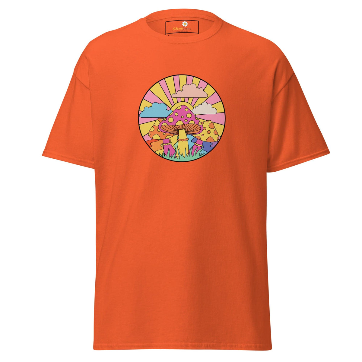 Unisex classic t-shirt - POSITIVE MYSTIC SUNNY MUSHROOMS - REGULAR - Orange / S