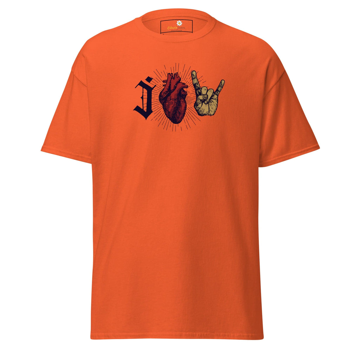 Unisex classic t-shirt - MUSIC I LOVE ROCK AND ROLL - REGULAR - Orange / S