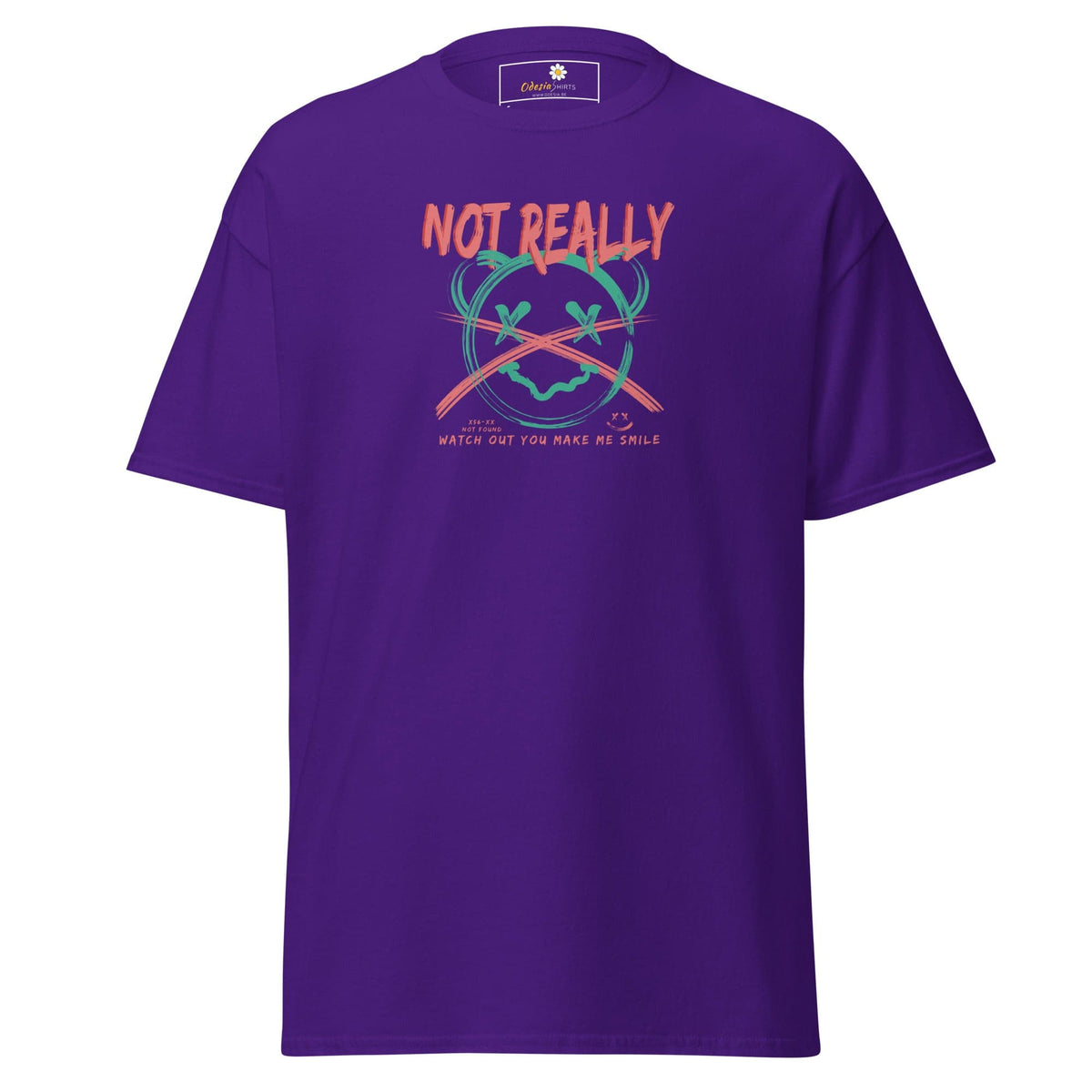 Purple graphic T-shirt displayed in T-SHIRT DESIGN TEE for Men and Women in various sizes