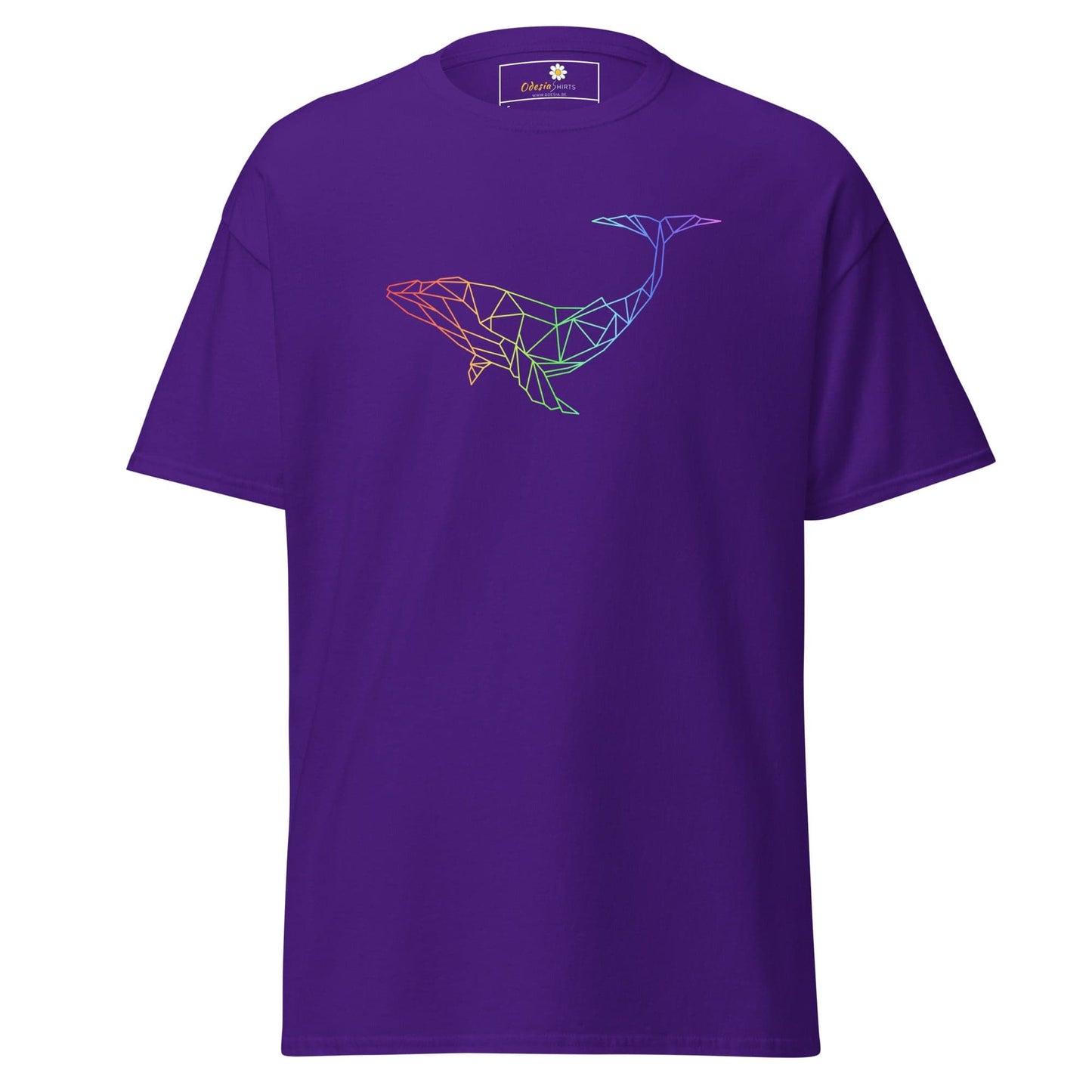 Purple T-shirt with geometric whale design for Men and Women in sizes S to XL