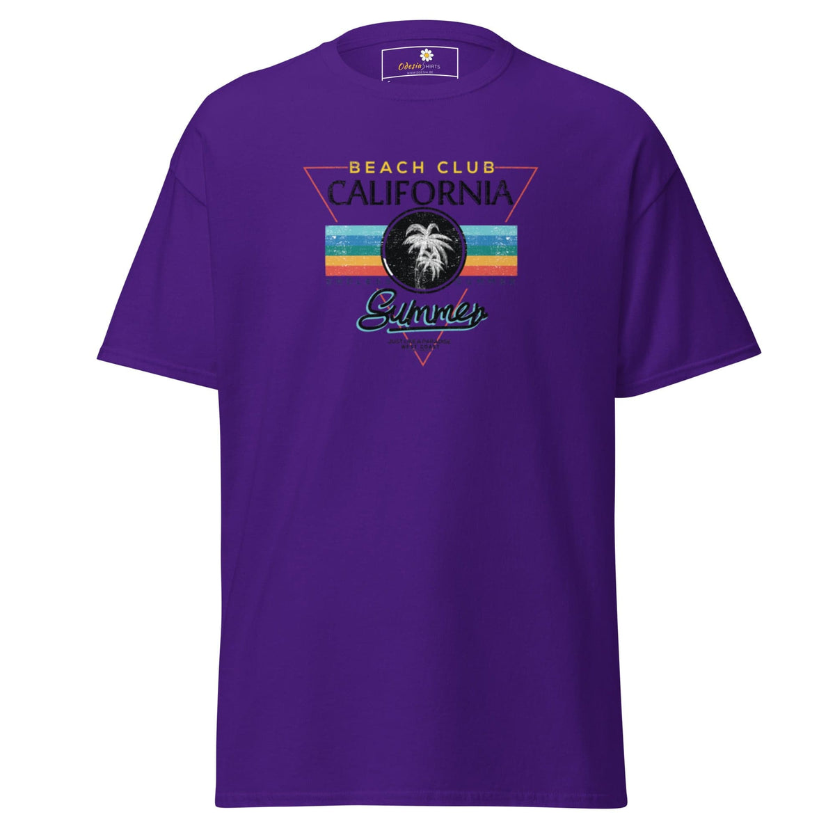 Purple T-shirt with Beach Club design for Men and Women in size S to XL