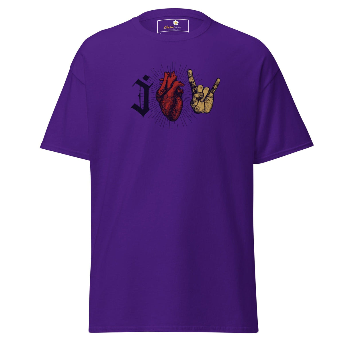 Unisex classic t-shirt - MUSIC I LOVE ROCK AND ROLL - REGULAR - Purple / S
