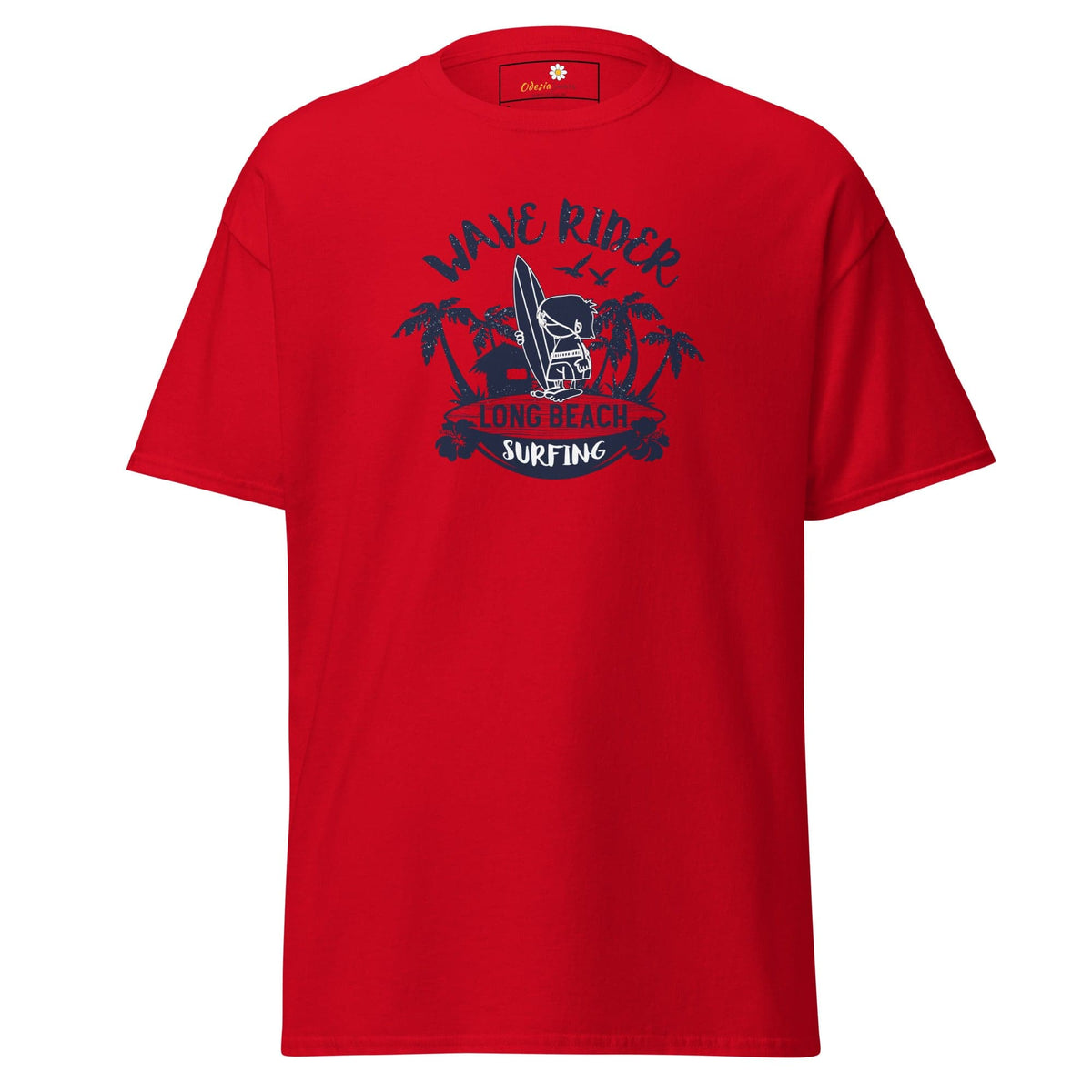 Red T-shirt with surfing graphic from T-SHIRT DESIGN TEE for Men and Women size S to XL