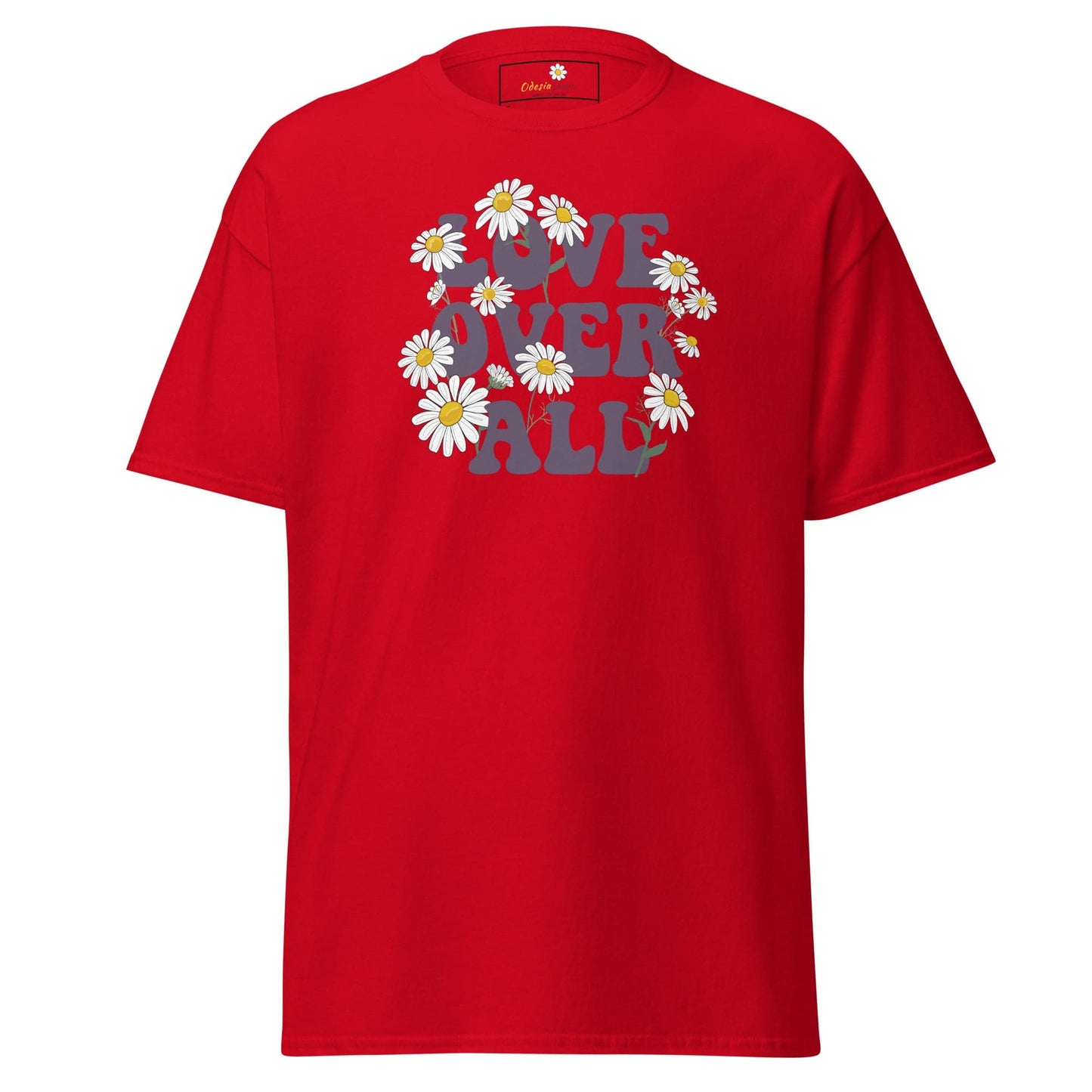 Red T-shirt with floral design from T-SHIRT DESIGN TEE for men and women