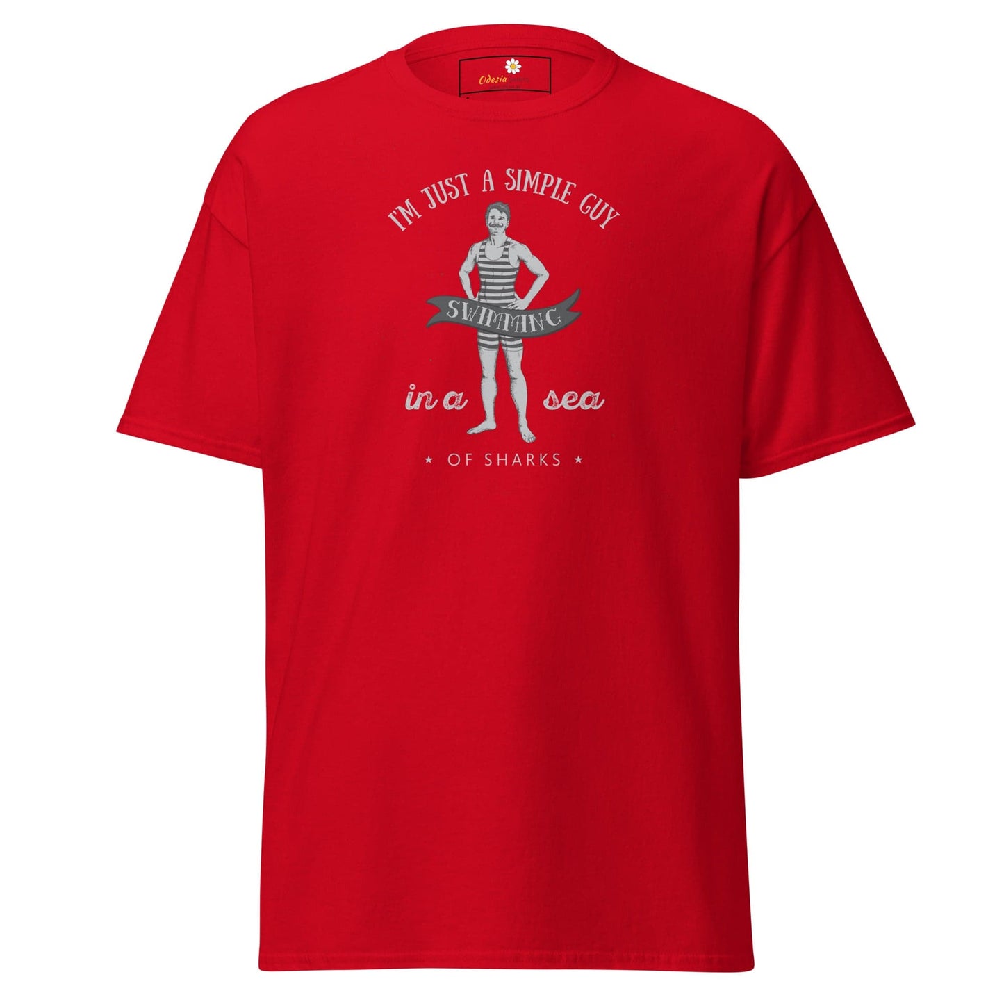 Unisex classic t-shirt - FUN SIMPLE GUY SEA SHARKS - REGULAR - Red / S
