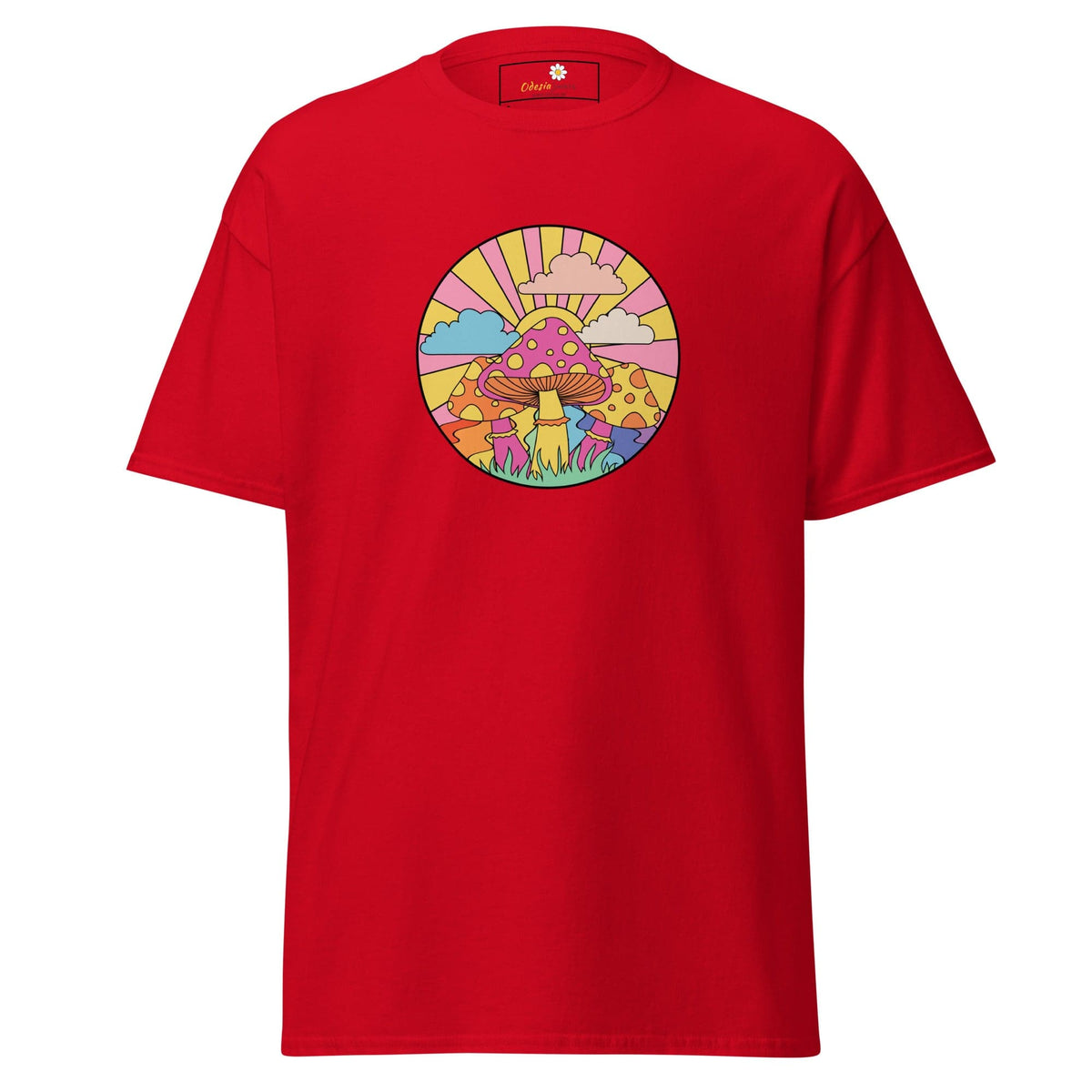 Unisex classic t-shirt - POSITIVE MYSTIC SUNNY MUSHROOMS - REGULAR - Red / S