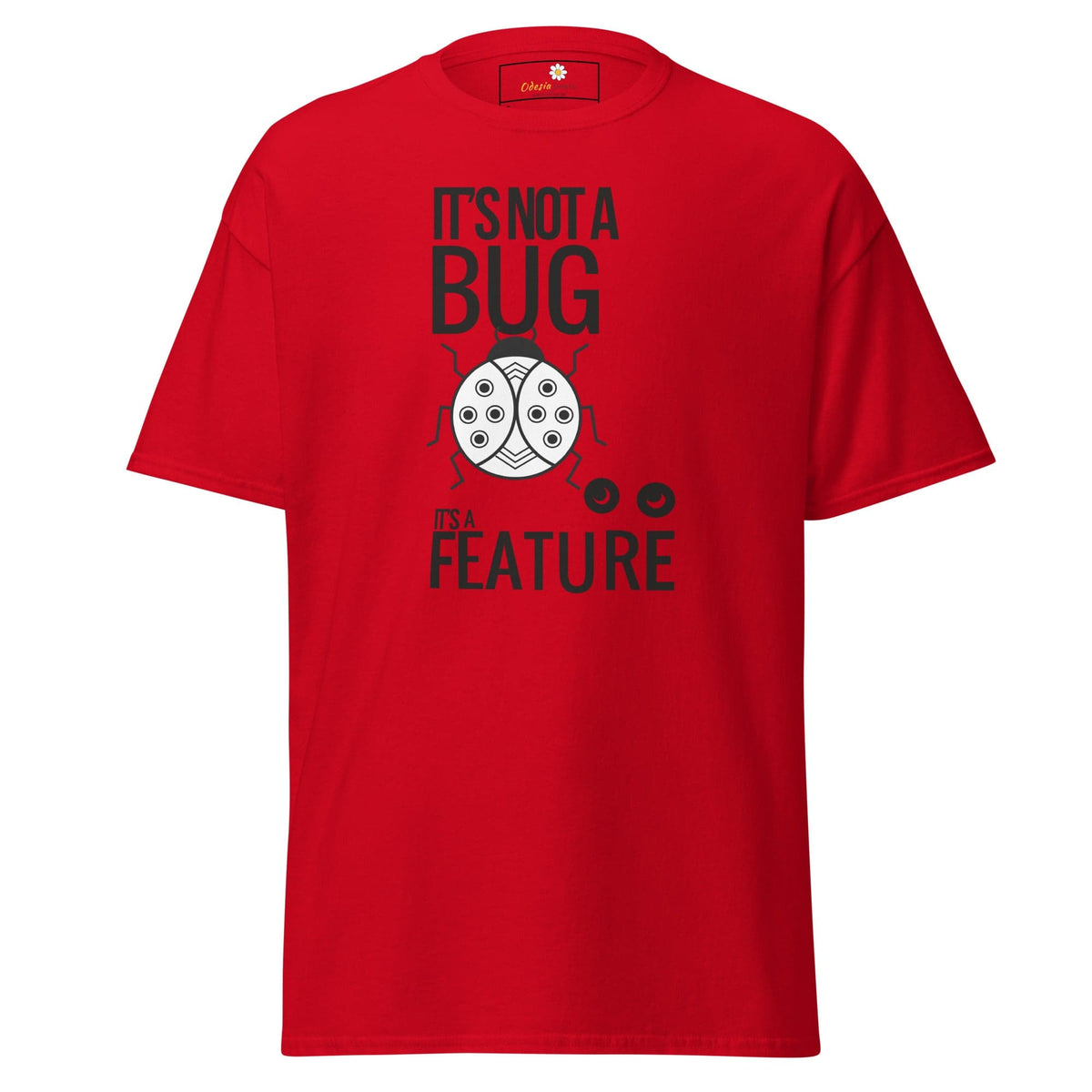 Red T-shirt with bug graphic from T-SHIRT DESIGN TEE for Men and Women in sizes S to XL