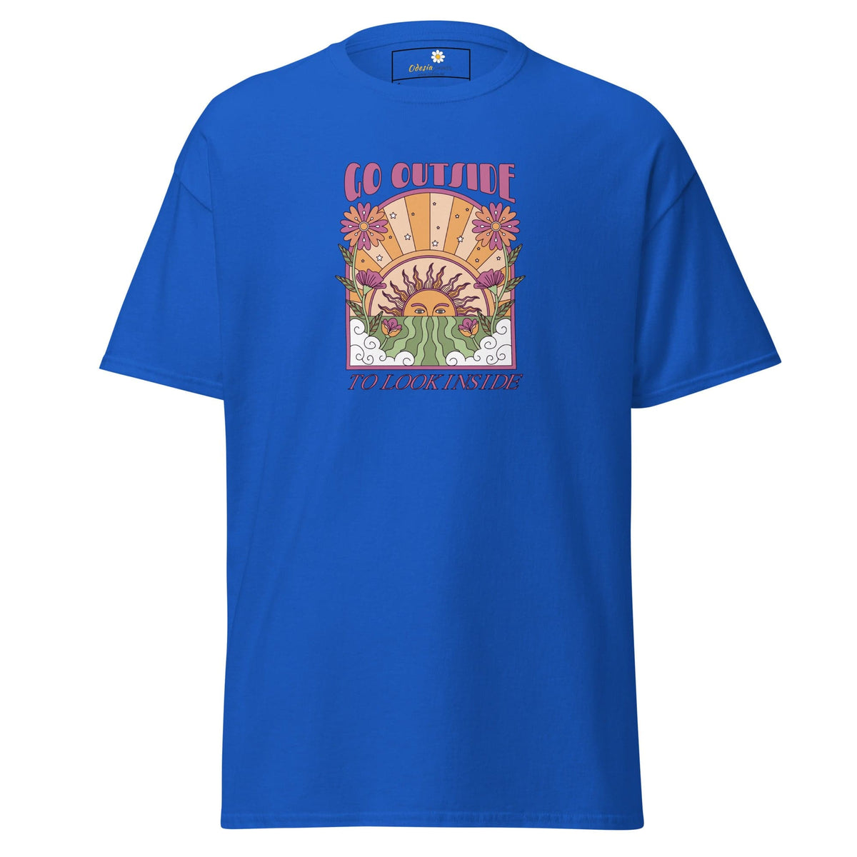 Unisex classic t-shirt - POSITIVE GO OUTSIDE LOOK INSIDE - REGULAR - Royal / S
