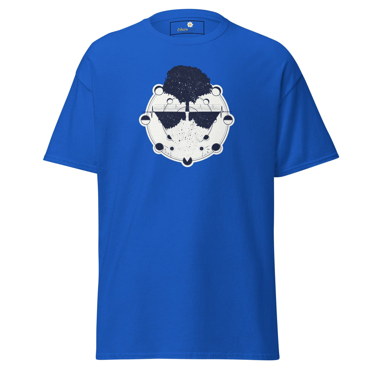 Blue T-shirt with tree graphic from T-SHIRT DESIGN TEE for Men and Women sizes S to XL