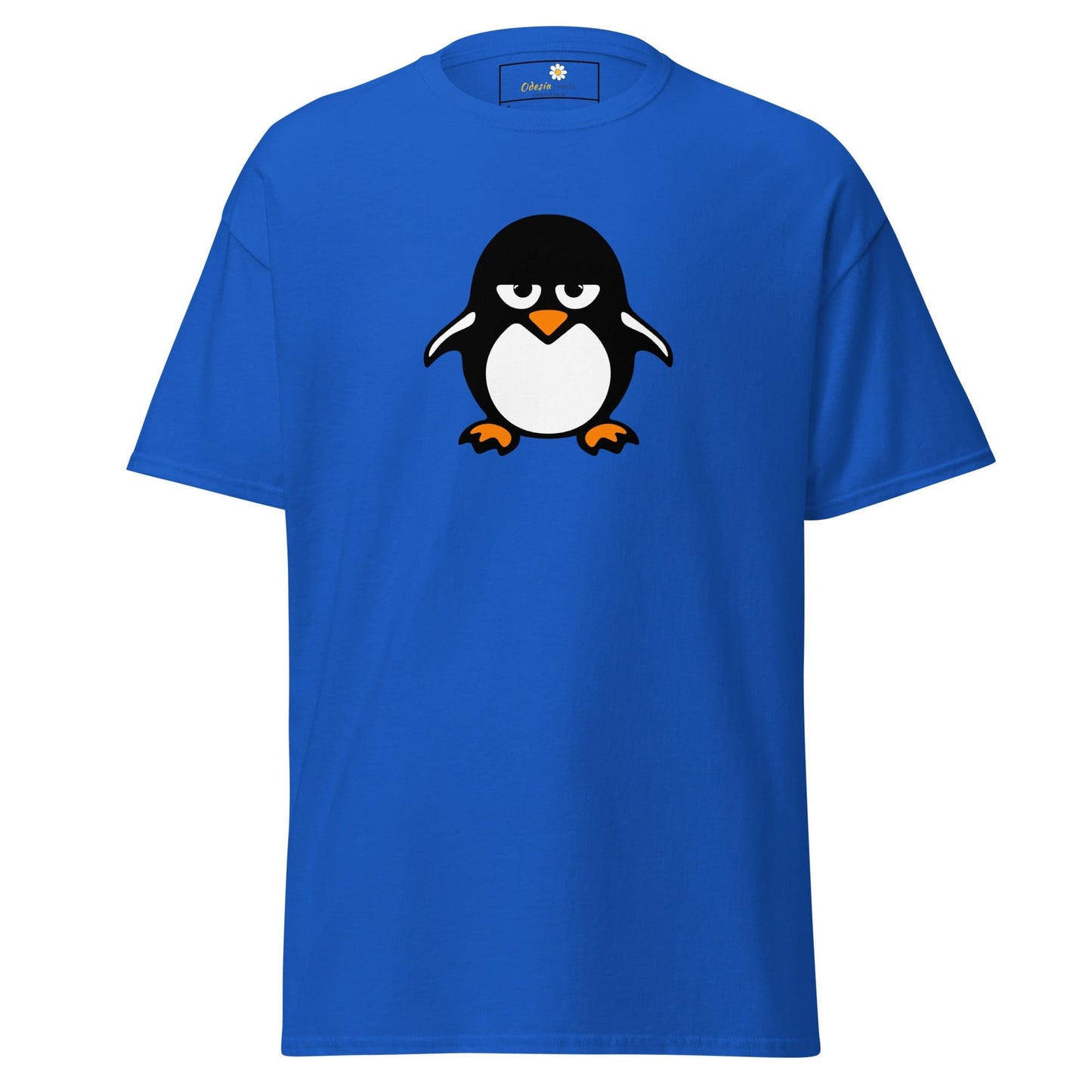 Blue T-Shirt with Cartoon Penguin, suitable for Men and Women, available in sizes S to XL